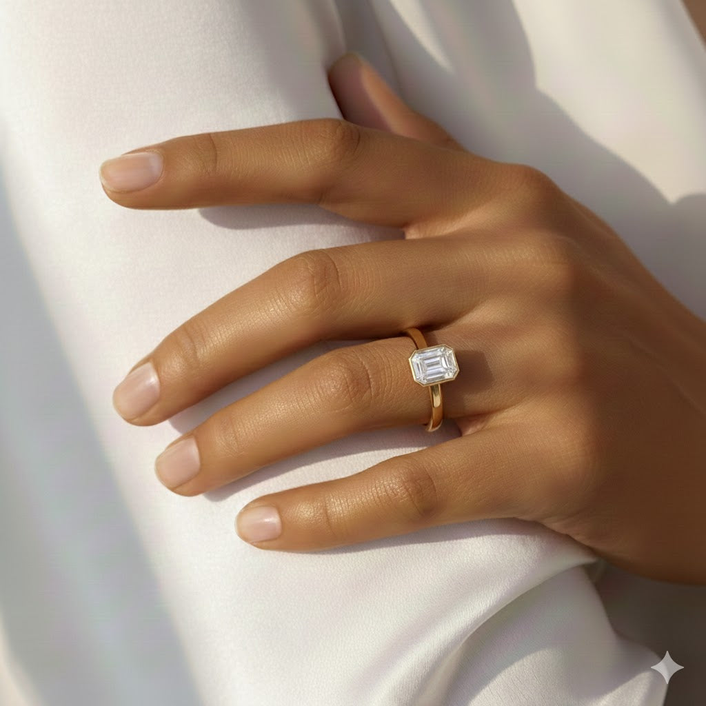 1.0ct 1ct emerald cut diamond yellow gold wedding engagement ring MICAH JAKOB