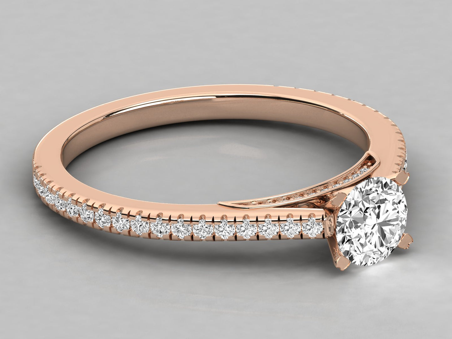 Round Accented Engagement Diamond Ring