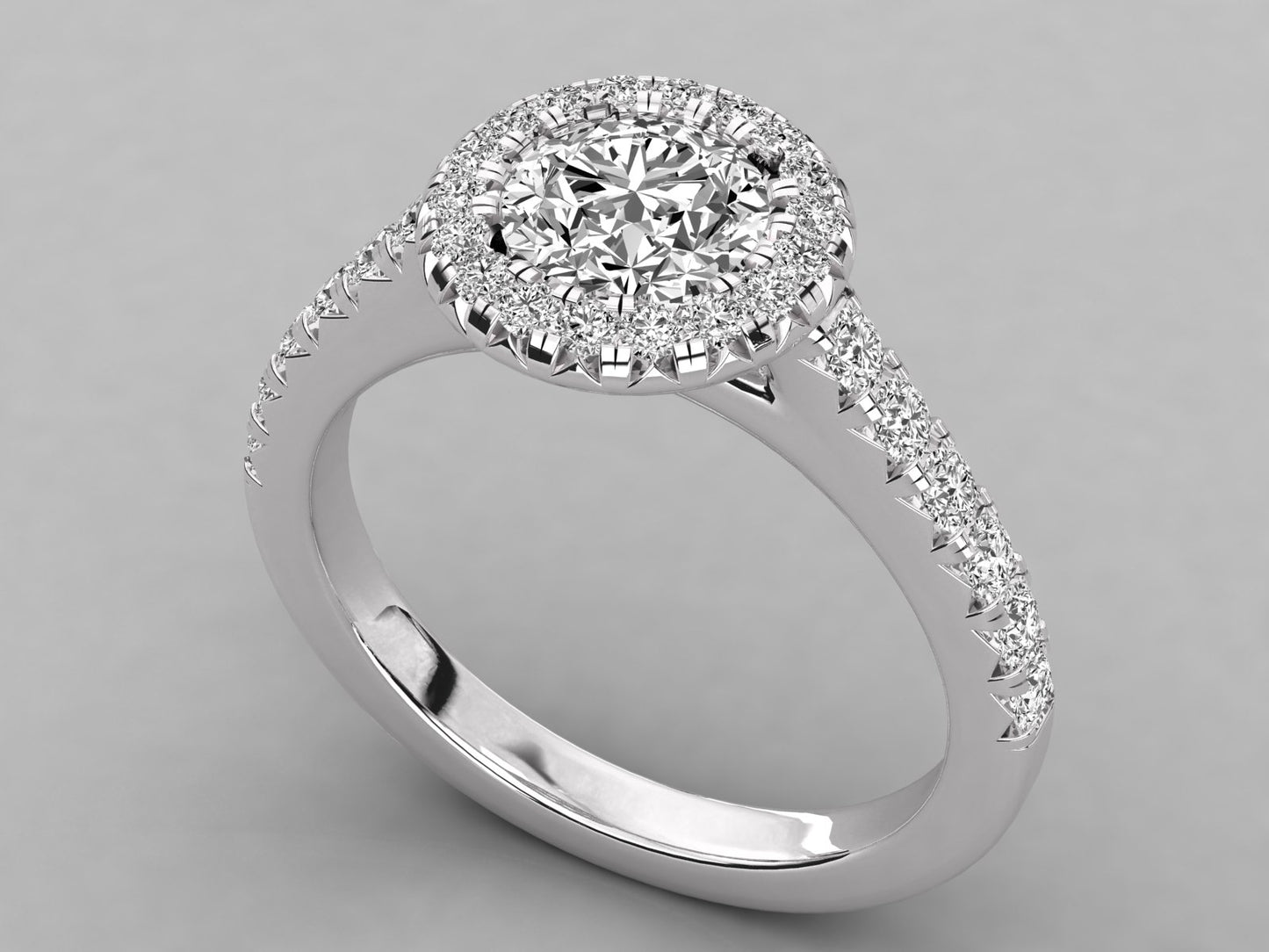 Round Halo Accented Engagement Diamond Ring