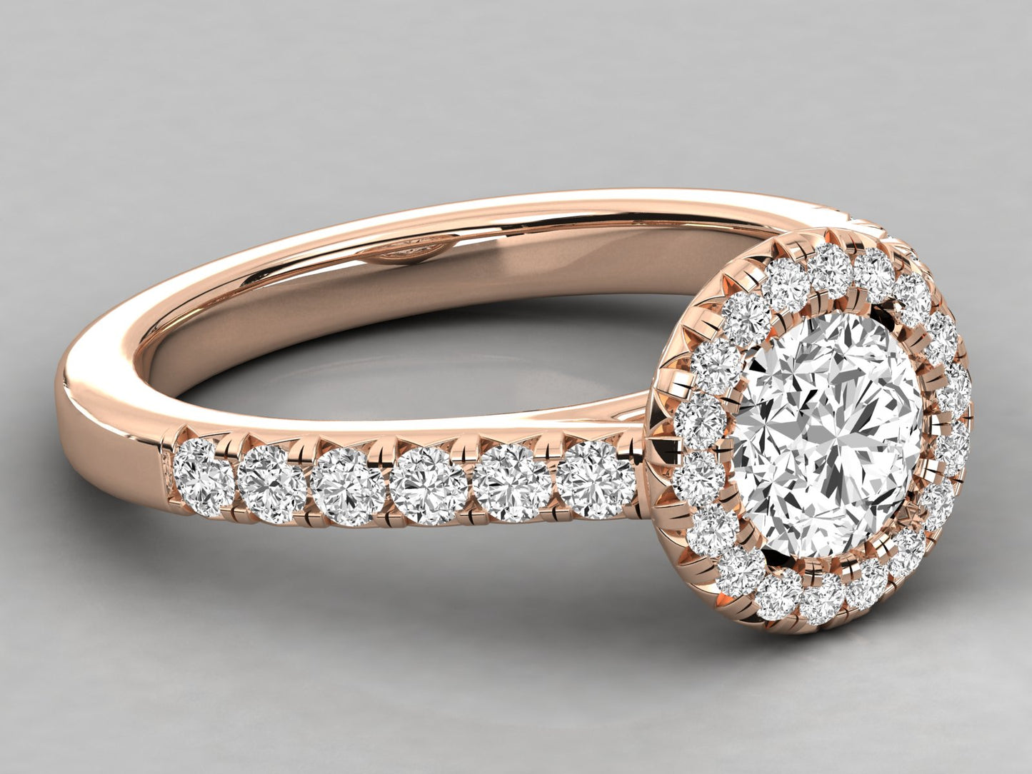 Round Halo Accented Engagement Diamond Ring