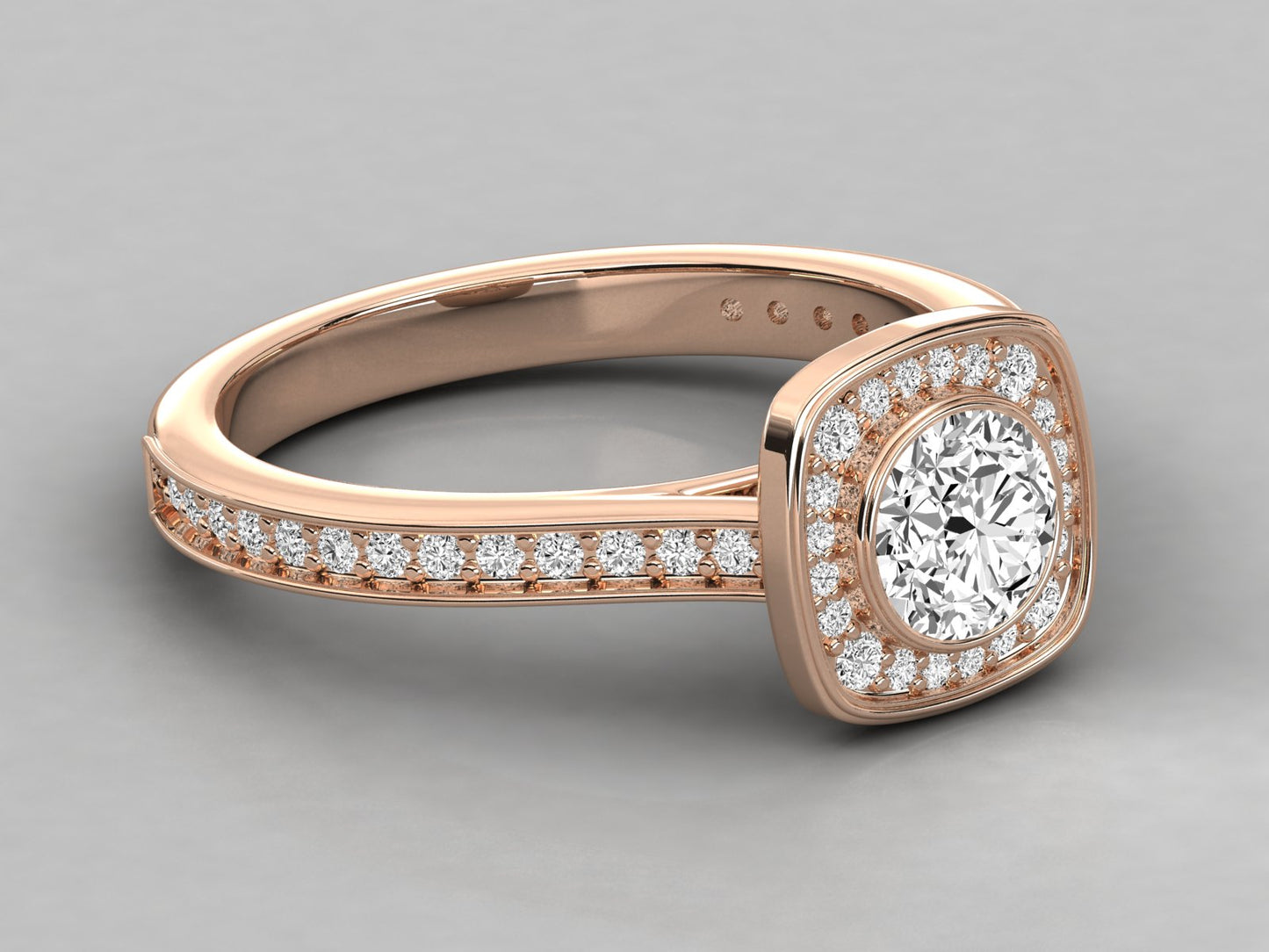 Round Halo Accented Engagement Diamond Ring