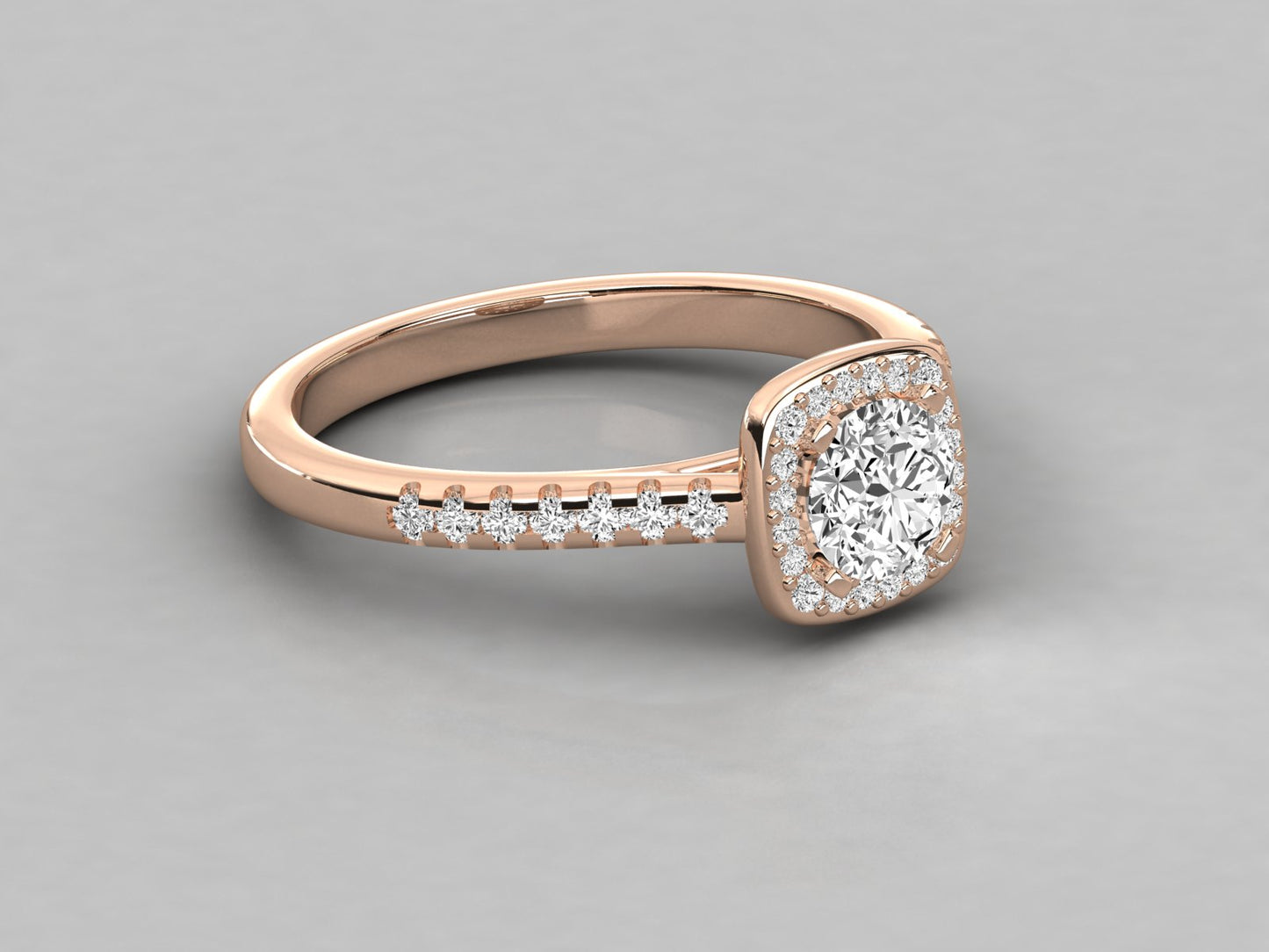 Round Halo Accented Engagement Diamond Ring