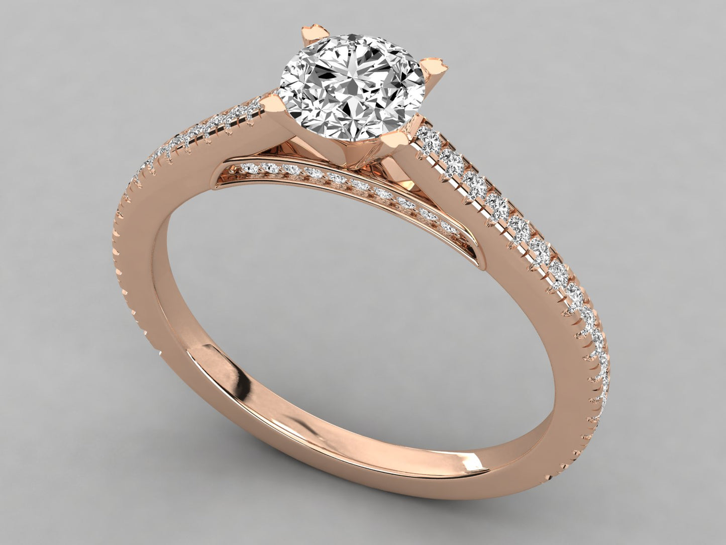 Round Accented Engagement Diamond Ring
