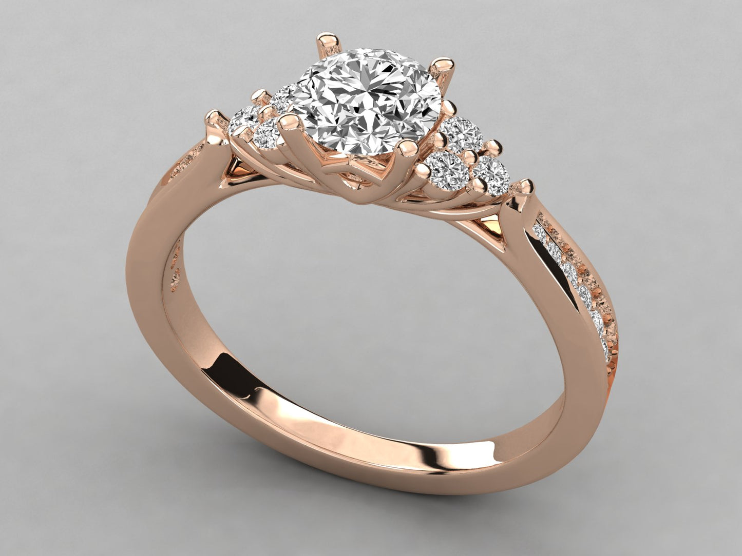 Round Accented Engagement Diamond Ring
