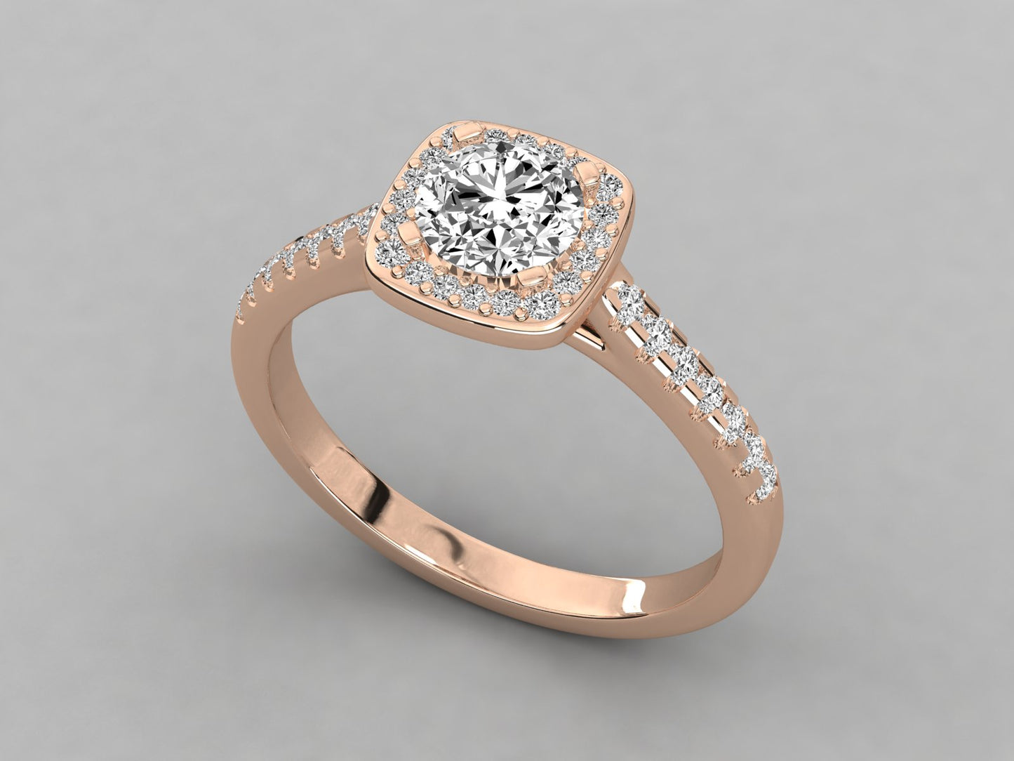 Round Halo Accented Engagement Diamond Ring