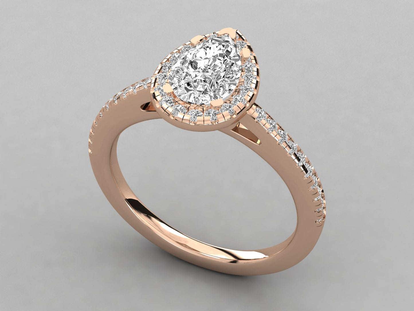 Pear Halo Accented Engagement Diamond Ring