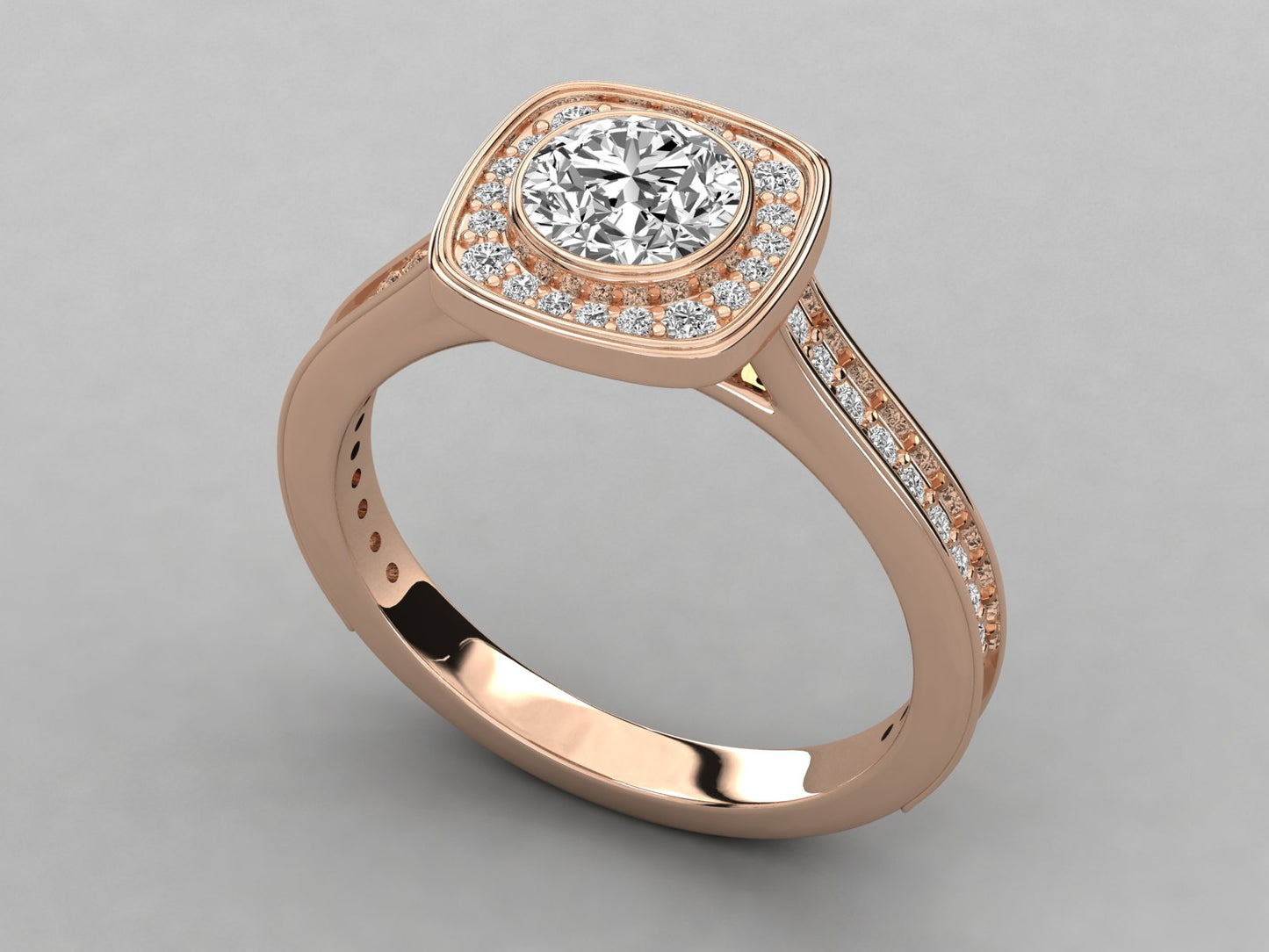Round Halo Accented Engagement Diamond Ring