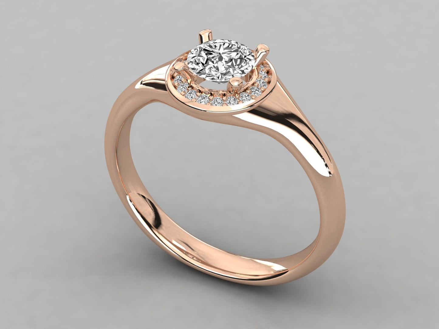 Round Halo Signet Diamond Ring