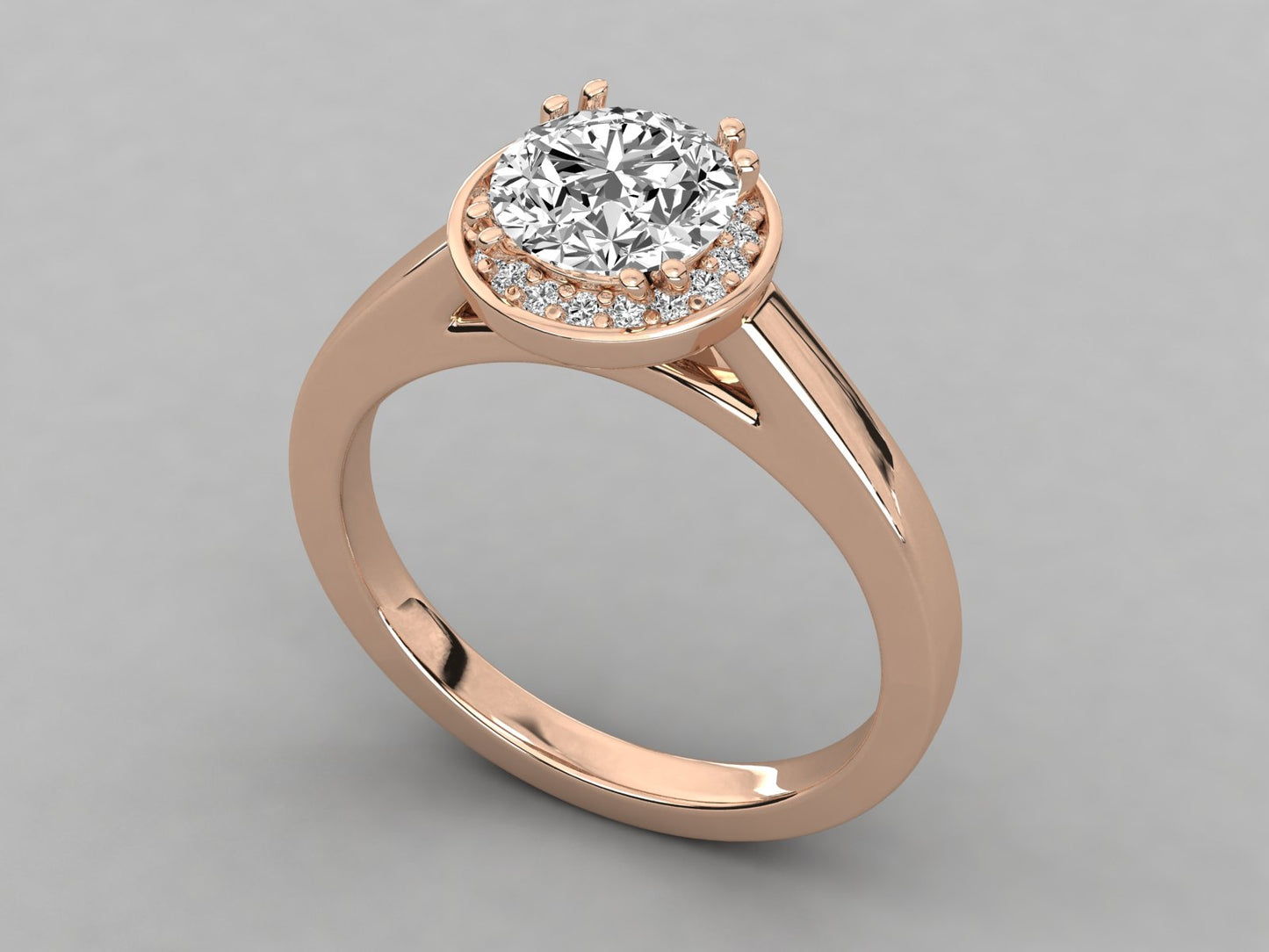Round Halo Engagement Diamond Ring