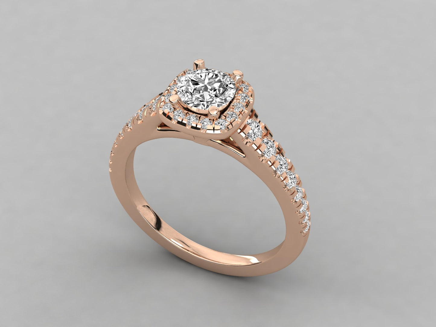 Round Halo Taper Accented Engagement Diamond Ring