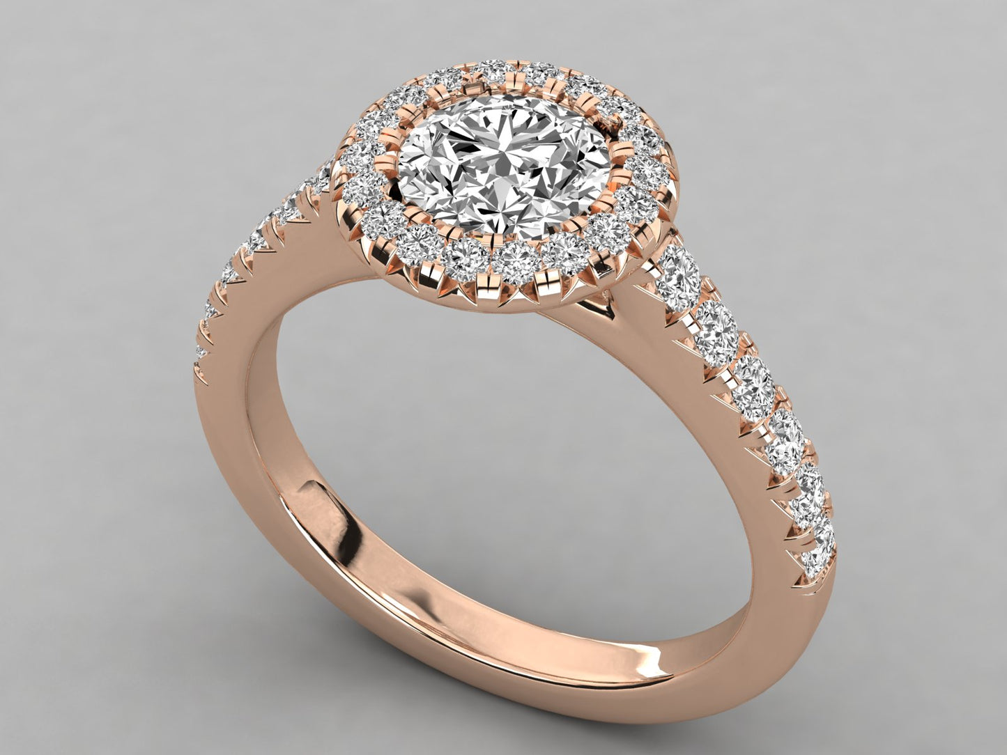 Round Halo Accented Engagement Diamond Ring