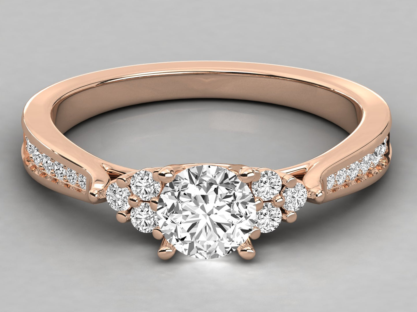 Round Accented Engagement Diamond Ring