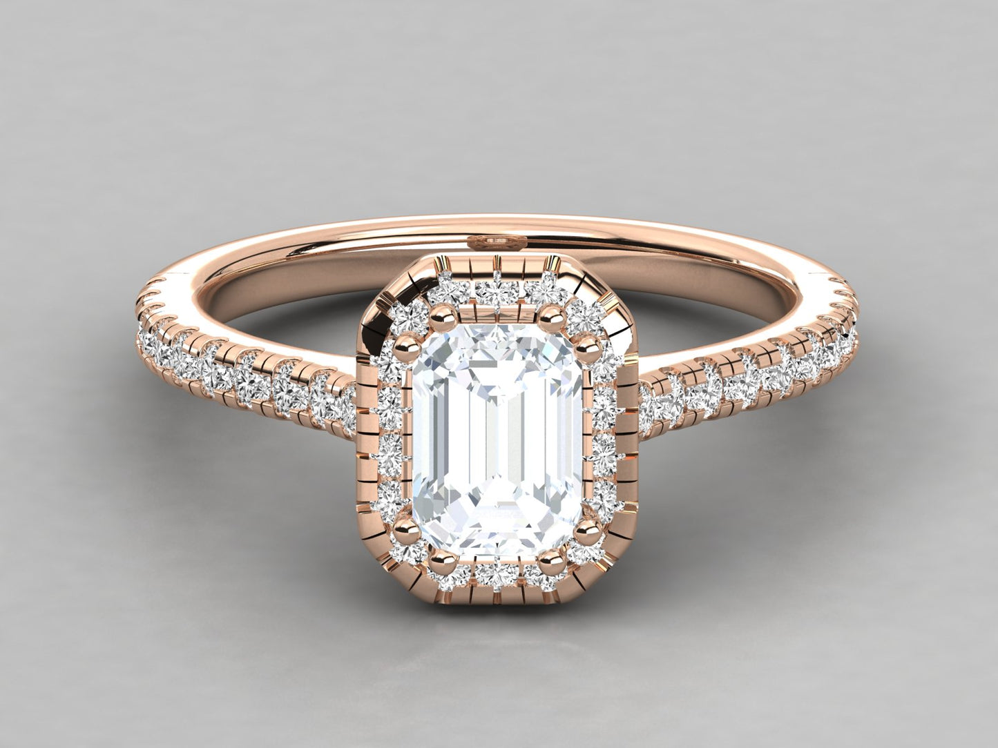 Emerald Halo Accented Engagement Diamond Ring