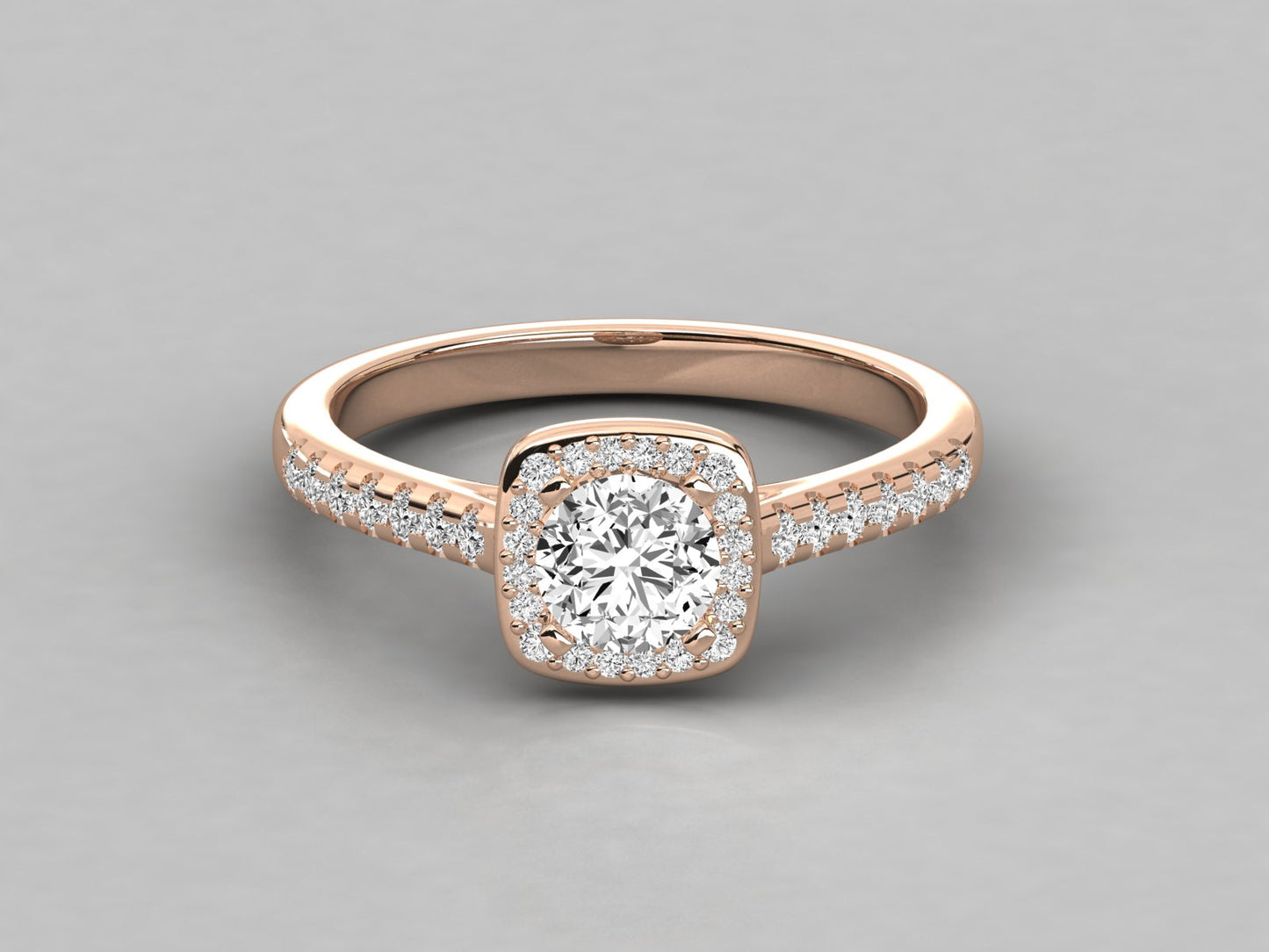 Round Halo Accented Engagement Diamond Ring