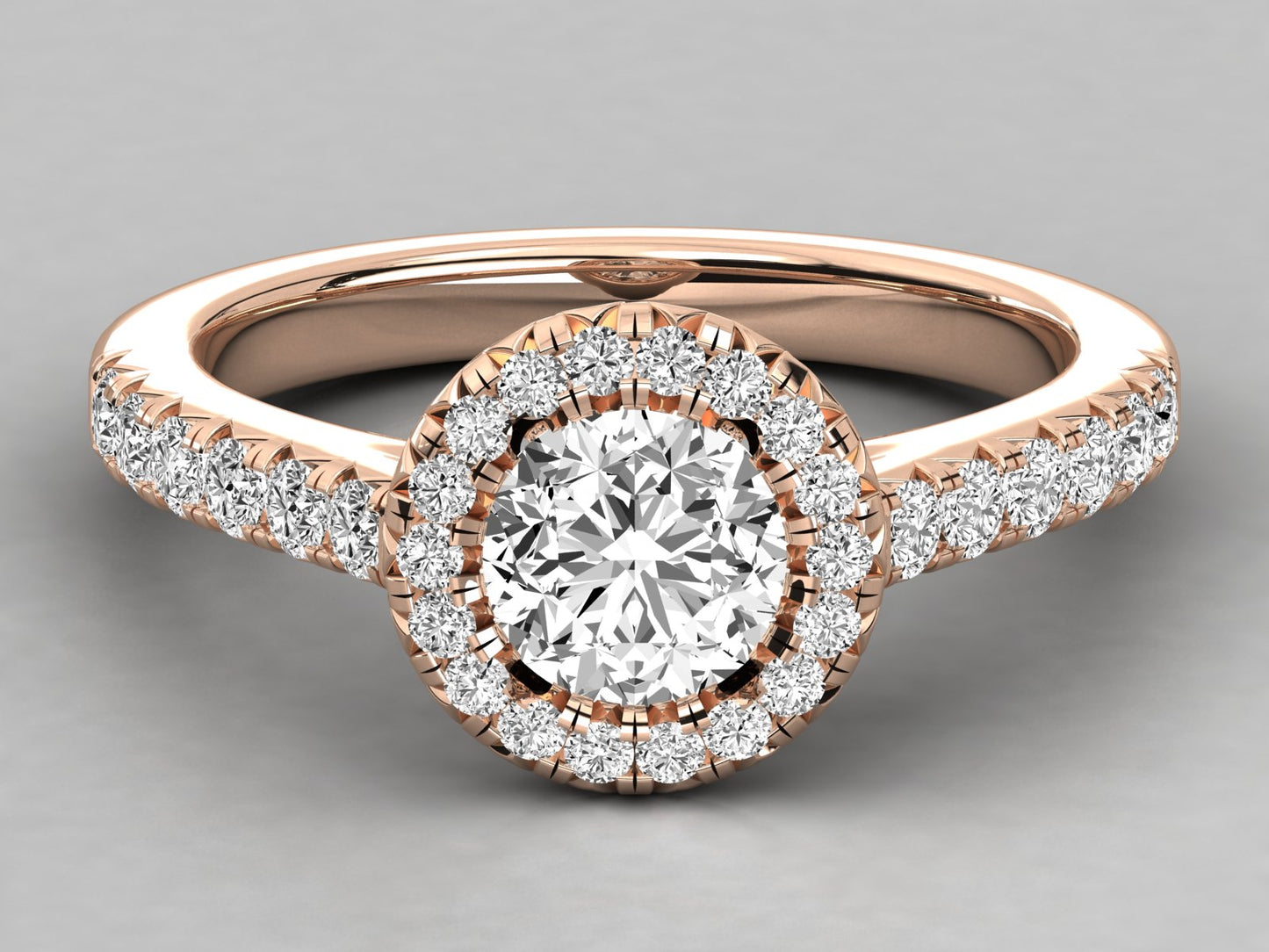 Round Halo Accented Engagement Diamond Ring