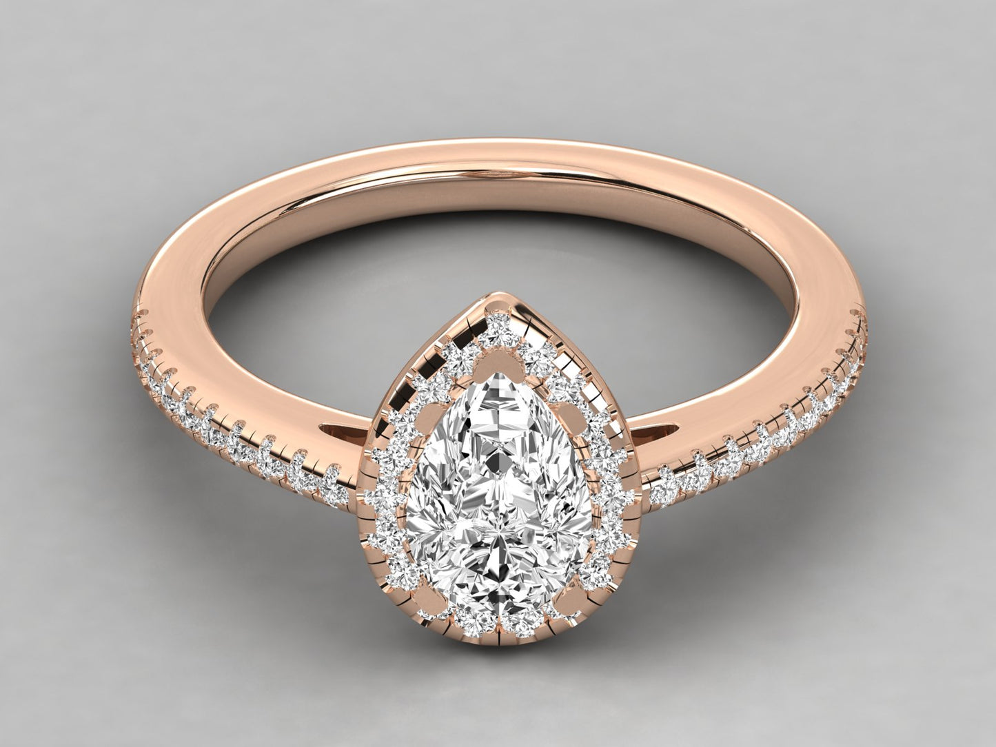 Pear Halo Accented Engagement Diamond Ring