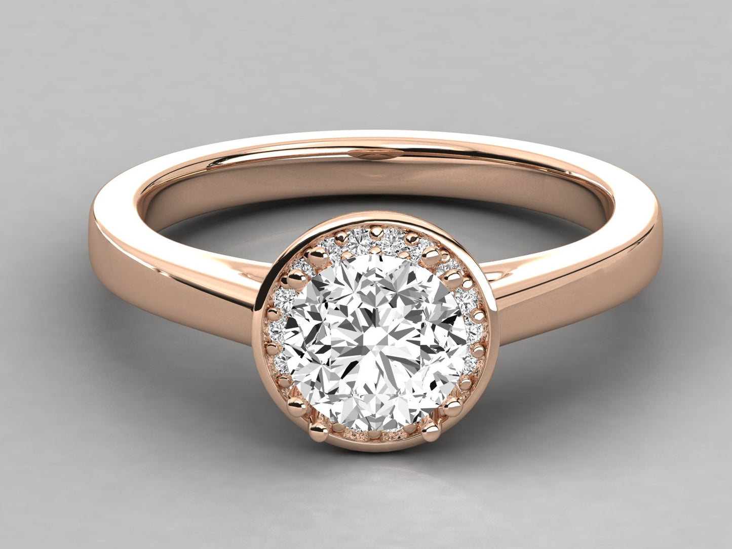Round Halo Engagement Diamond Ring