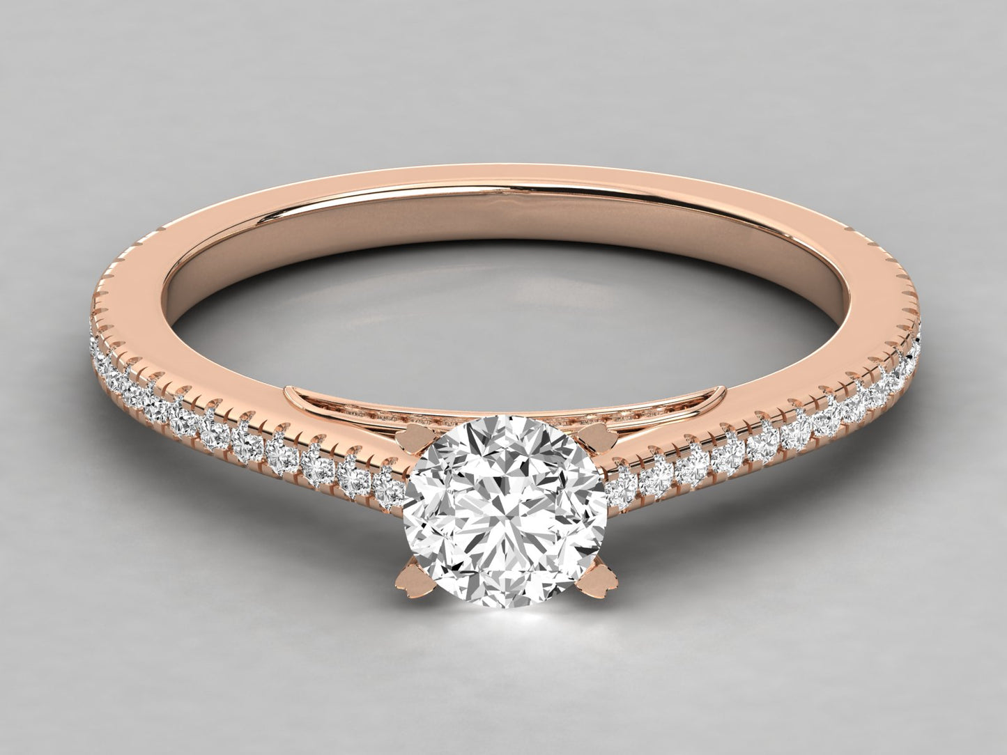 Round Accented Engagement Diamond Ring