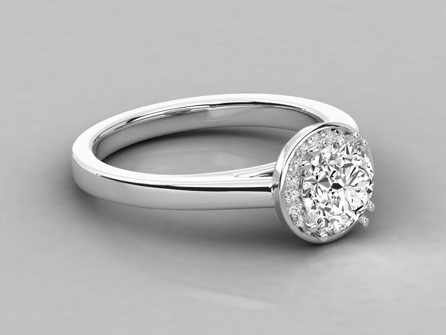 Round Halo Engagement Diamond Ring