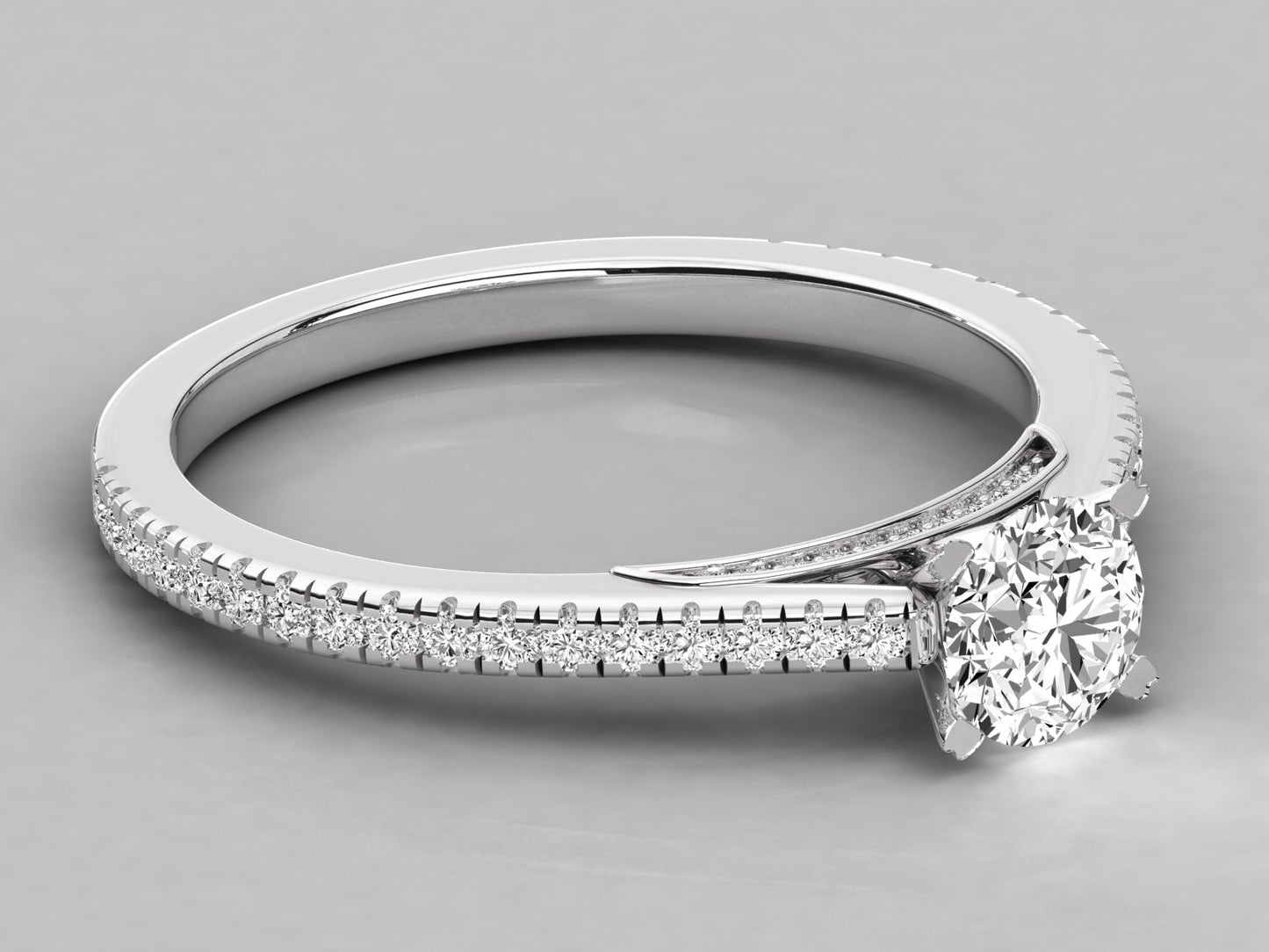 Round Accented Engagement Diamond Ring