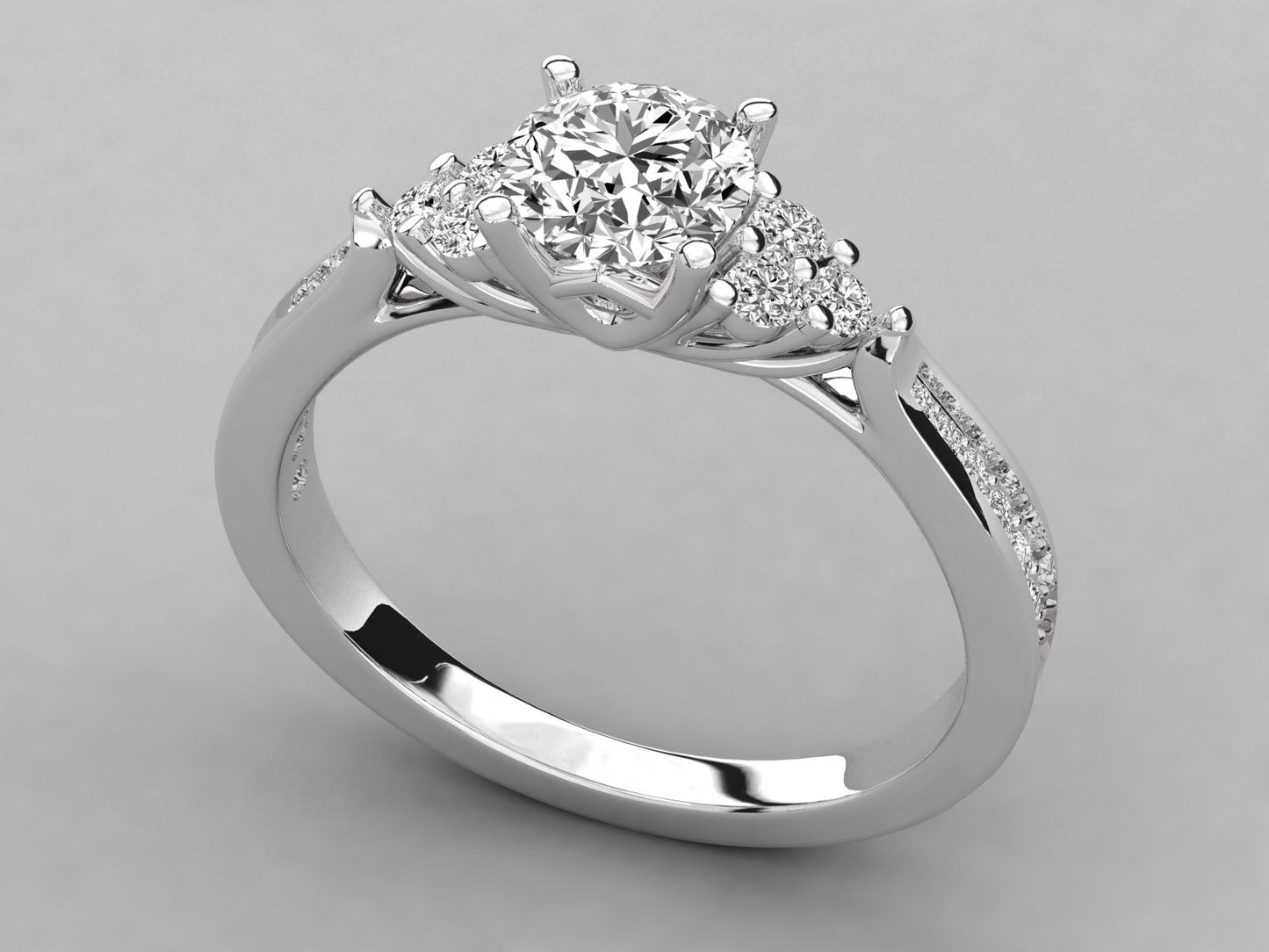 Round Accented Engagement Diamond Ring