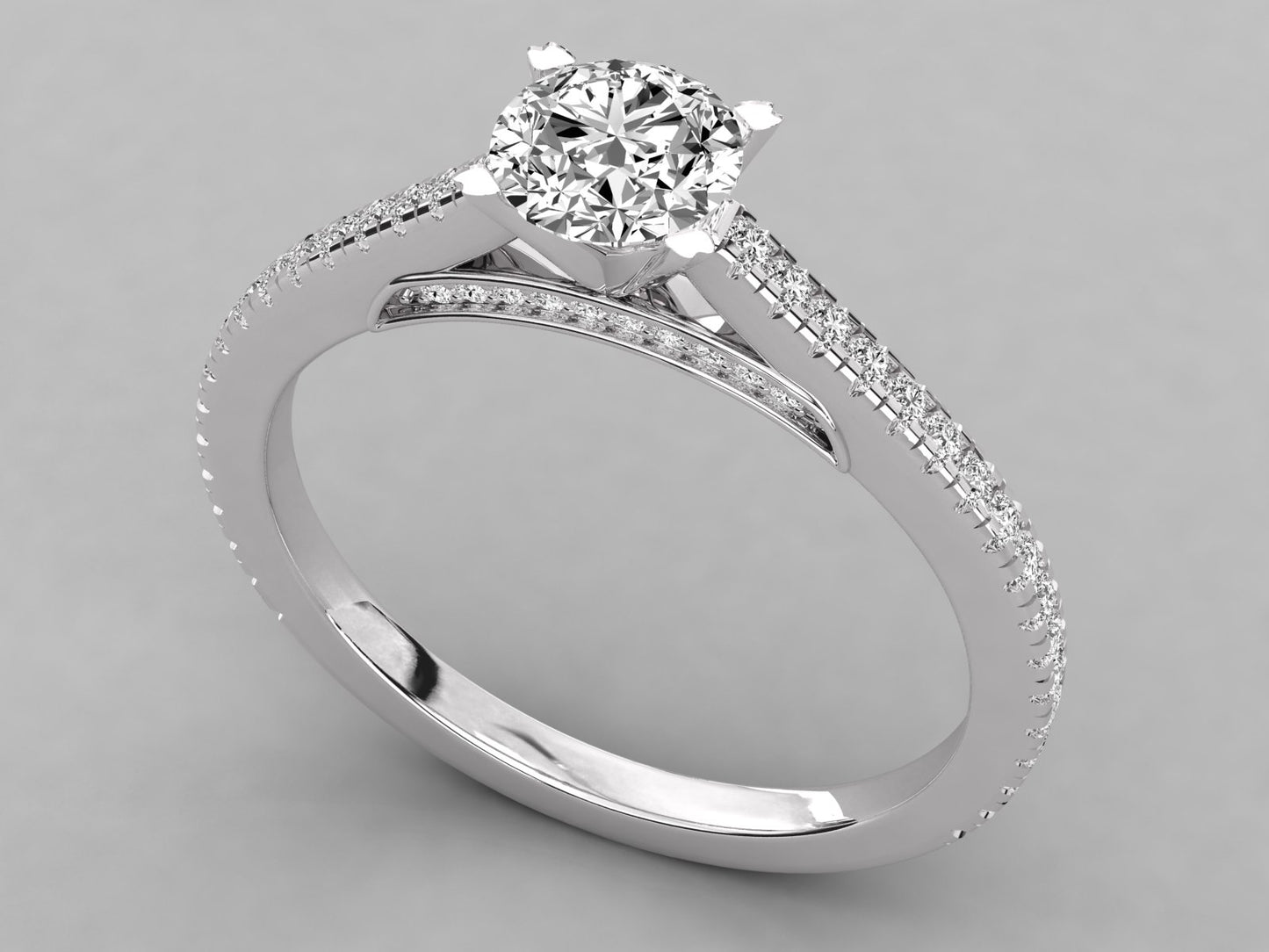 Round Accented Engagement Diamond Ring