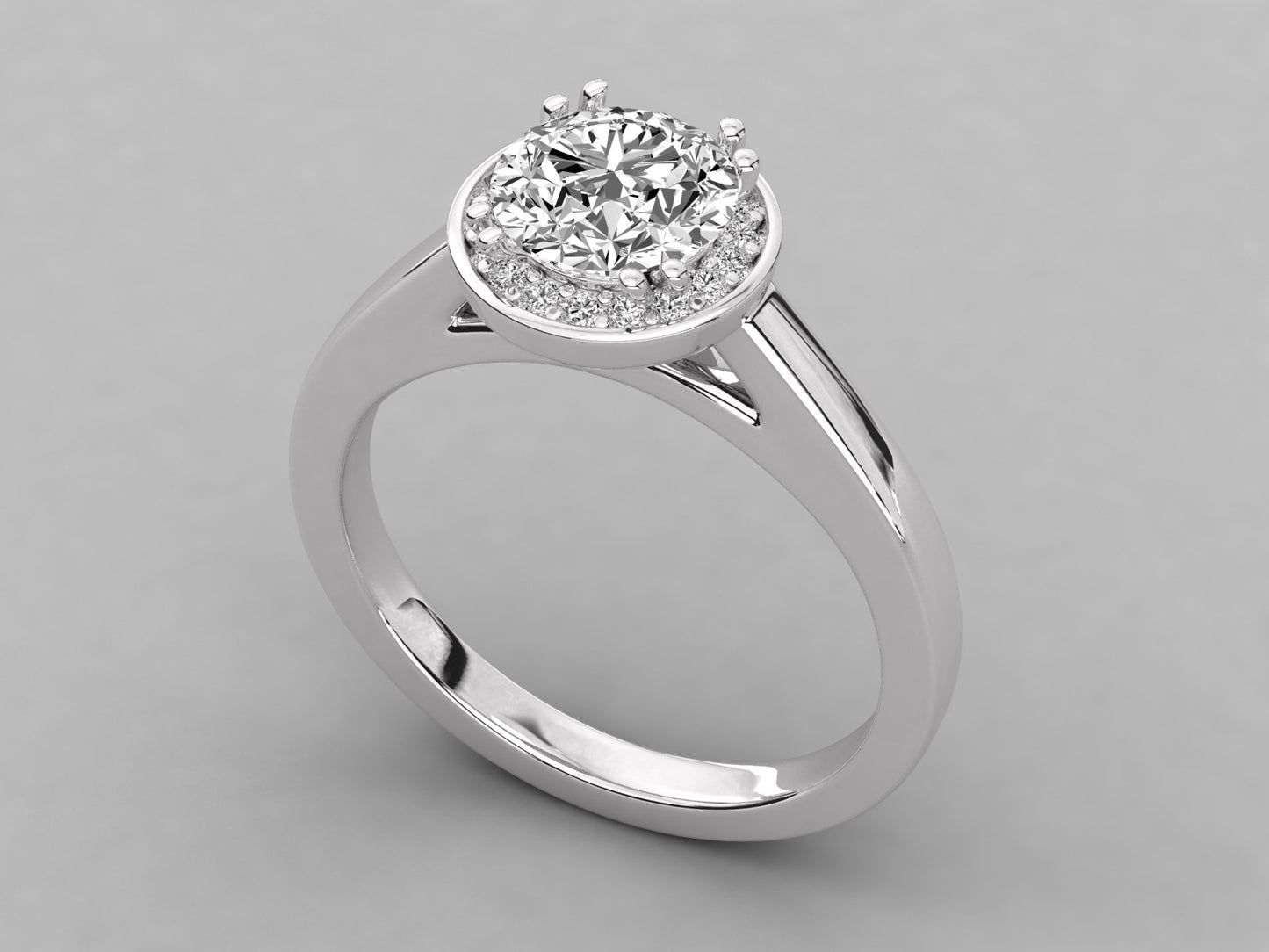 Round Halo Engagement Diamond Ring