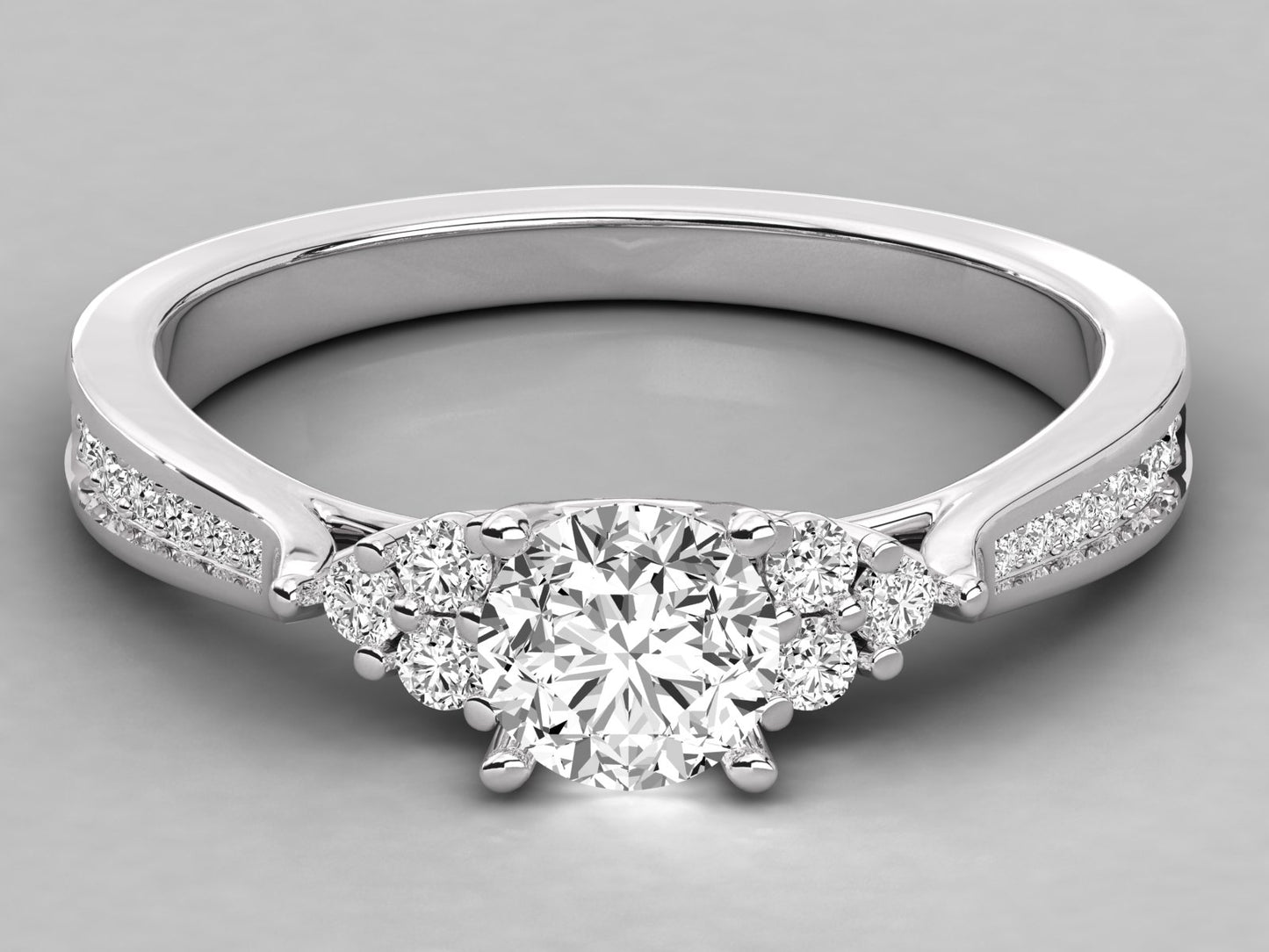 Round Accented Engagement Diamond Ring