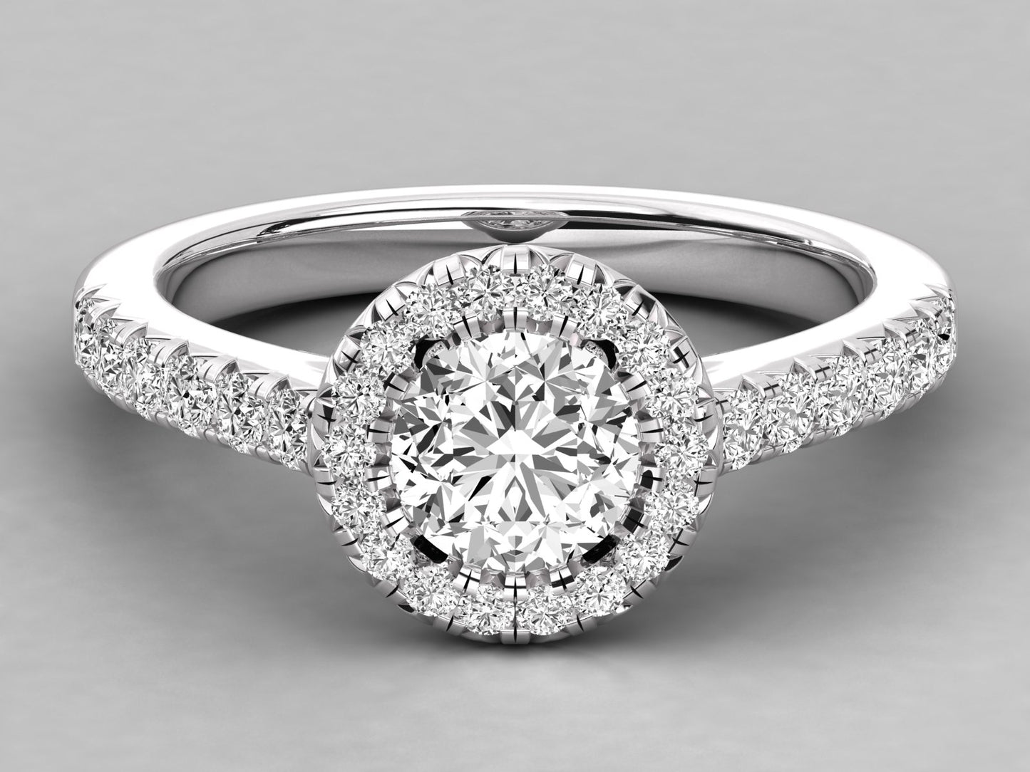 Round Halo Accented Engagement Diamond Ring