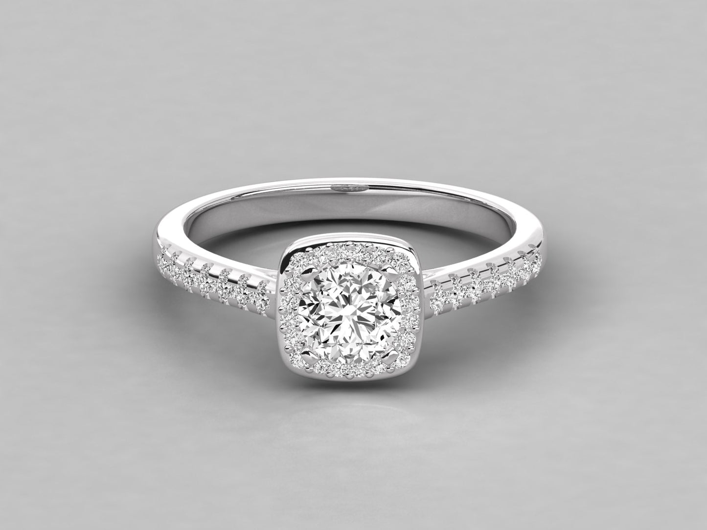 Round Halo Accented Engagement Diamond Ring