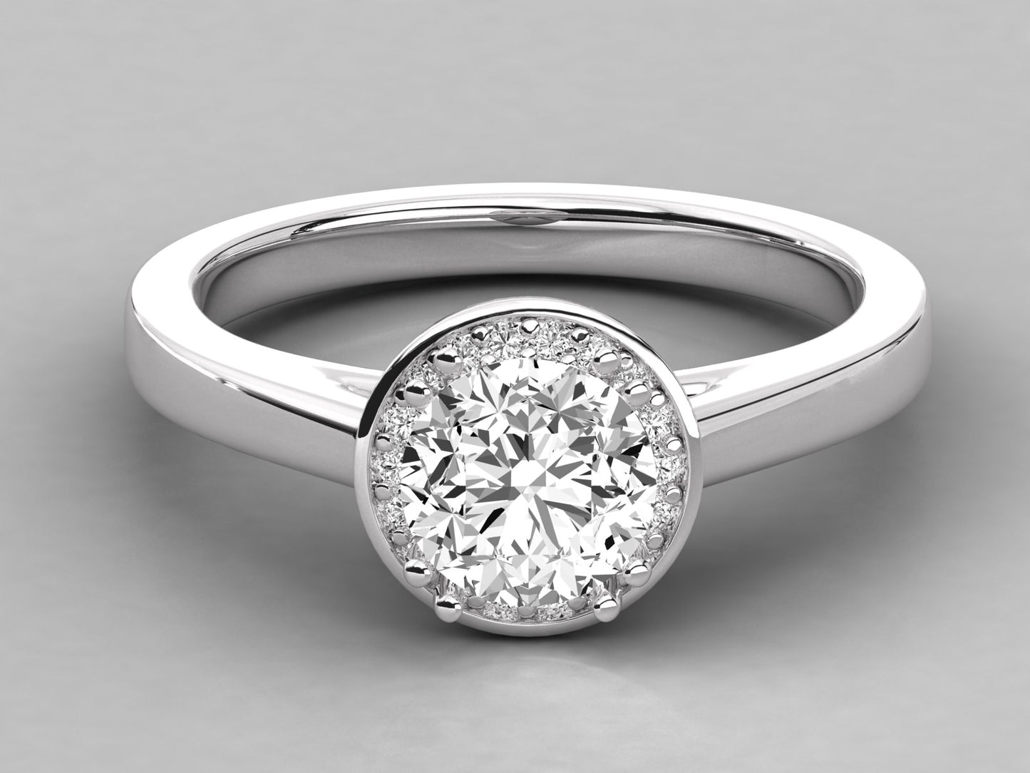 Round Halo Engagement Diamond Ring