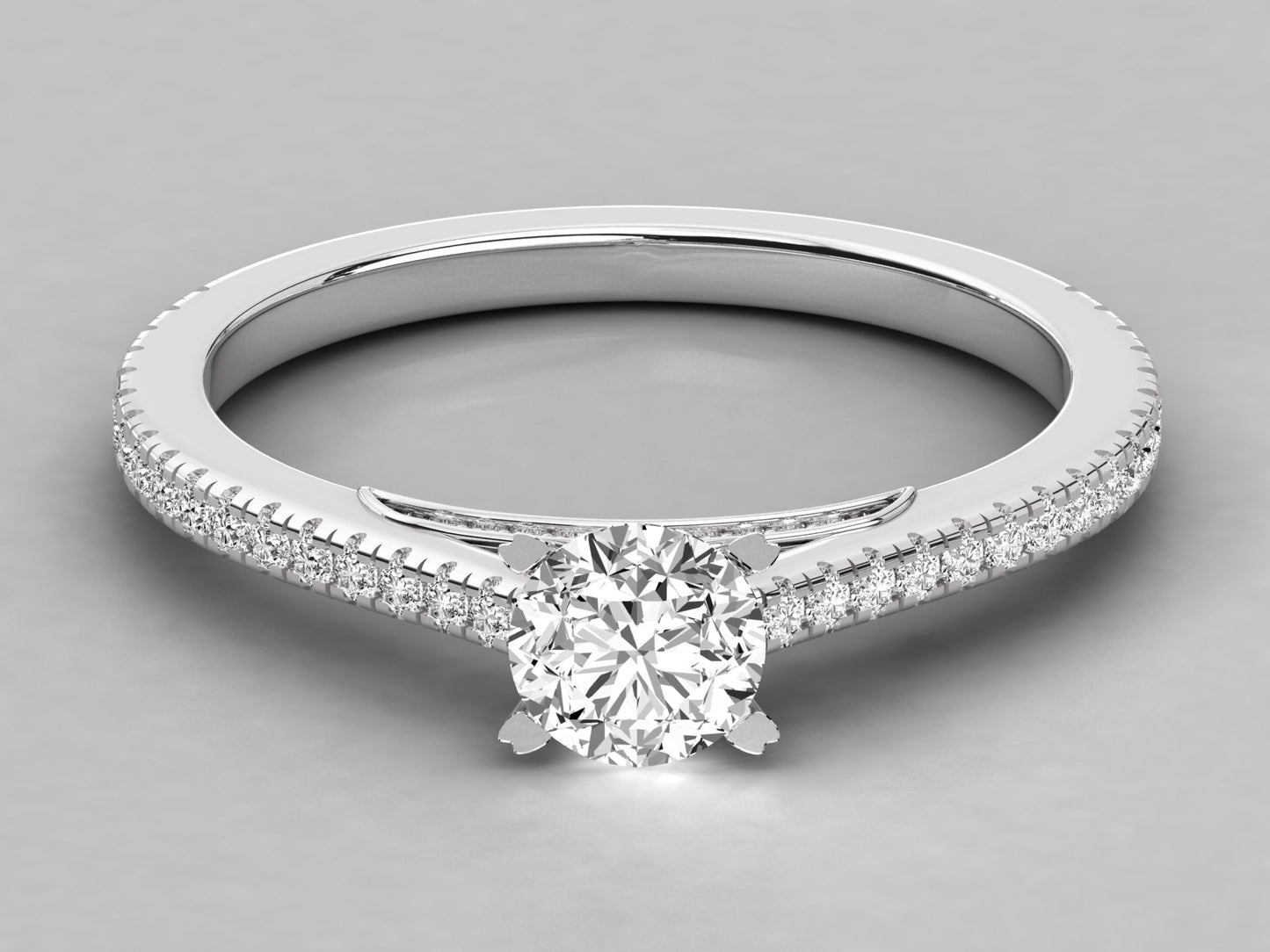 Round Accented Engagement Diamond Ring