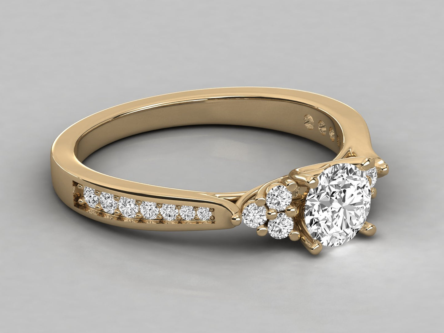 Round Accented Engagement Diamond Ring