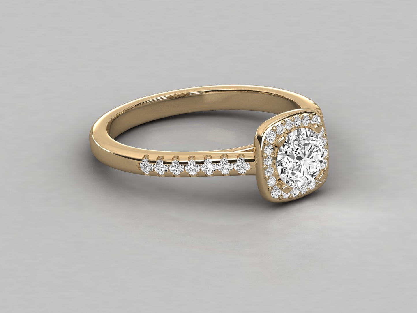 Round Halo Accented Engagement Diamond Ring