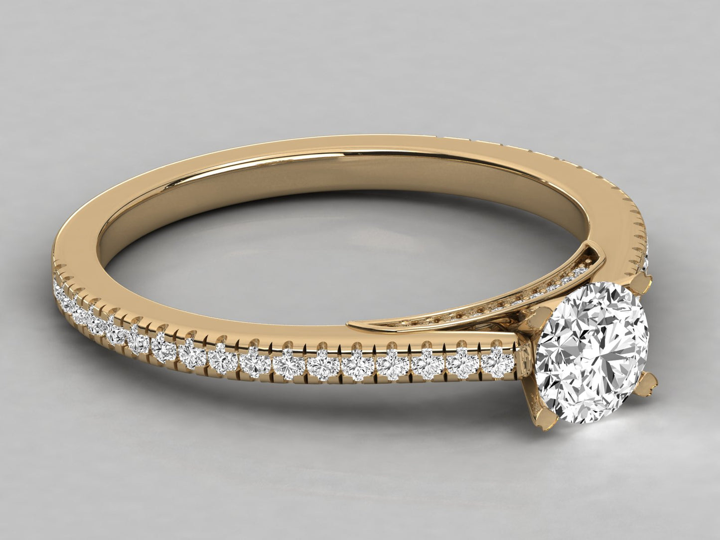 Round Accented Engagement Diamond Ring