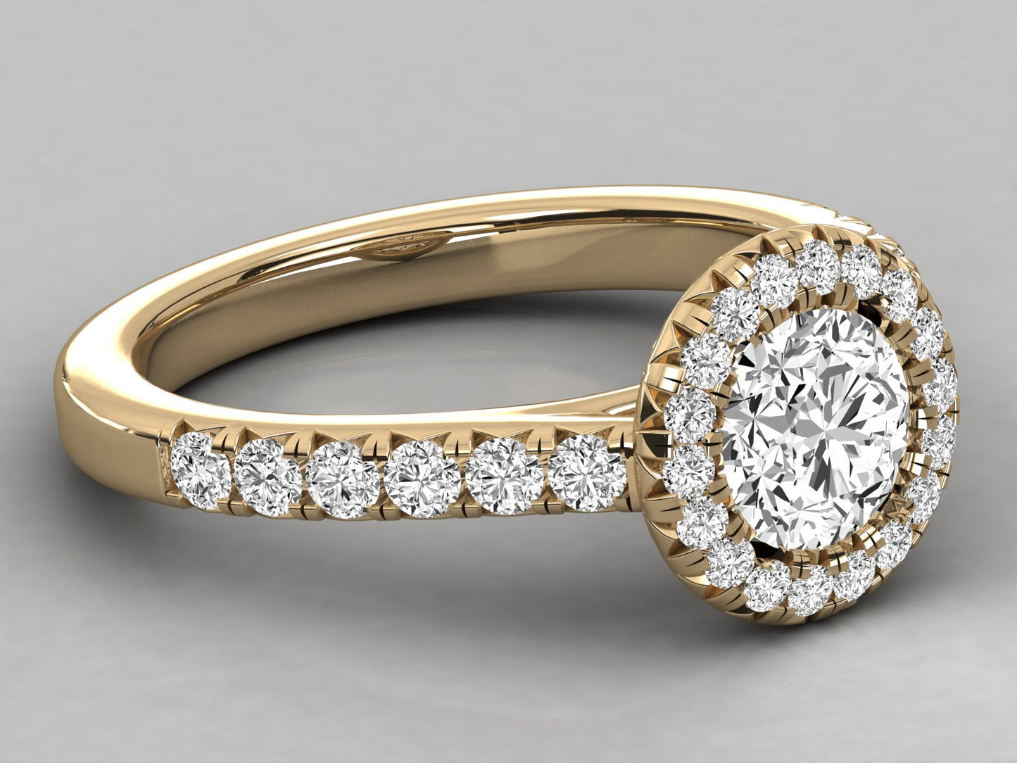 Round Halo Accented Engagement Diamond Ring