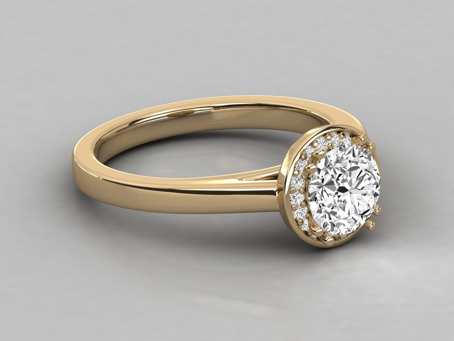 Round Halo Engagement Diamond Ring