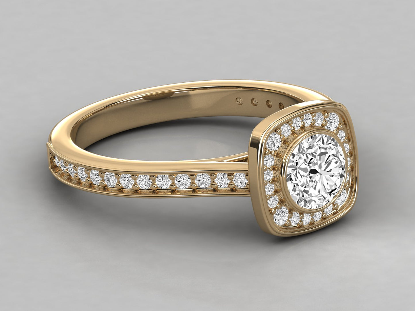 Round Halo Accented Engagement Diamond Ring