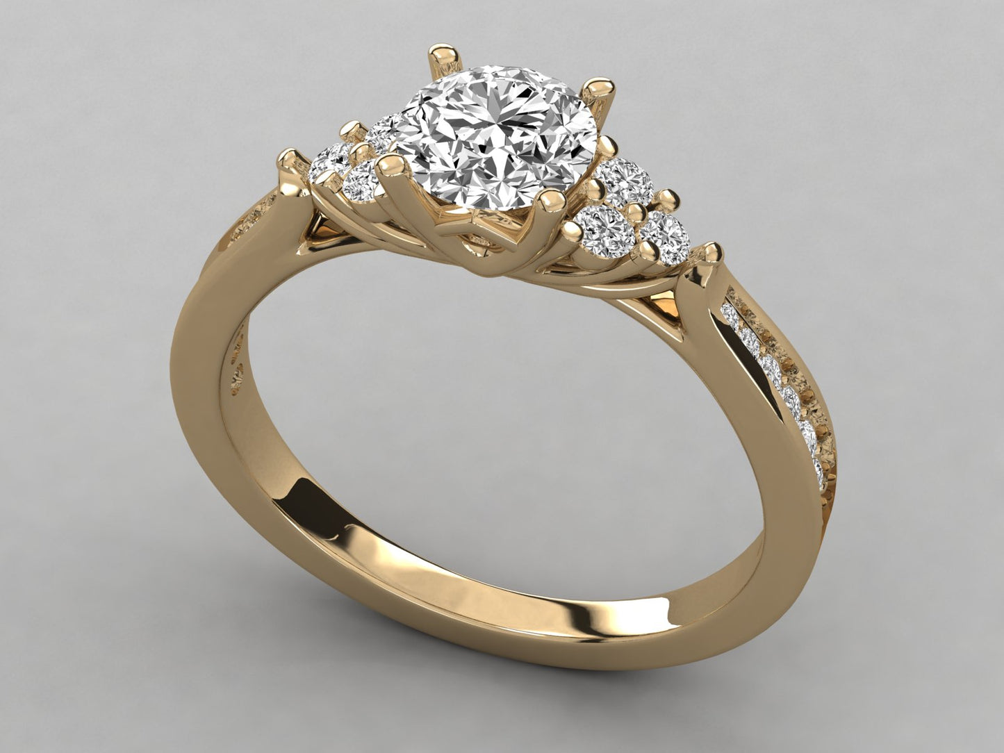 Round Accented Engagement Diamond Ring