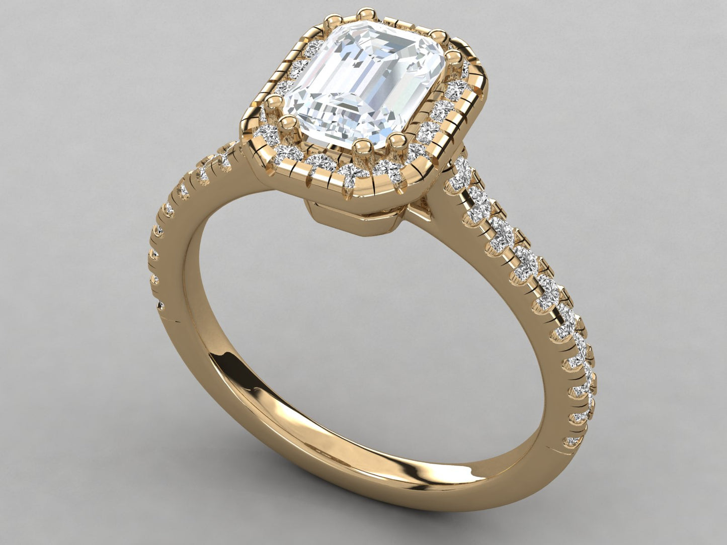 Emerald Halo Accented Engagement Diamond Ring