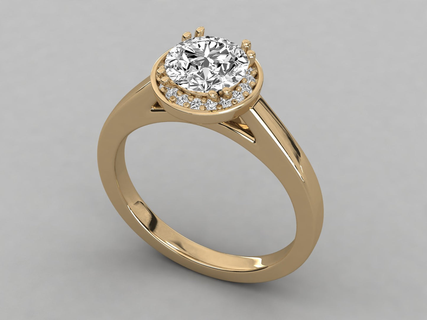 Round Halo Engagement Diamond Ring