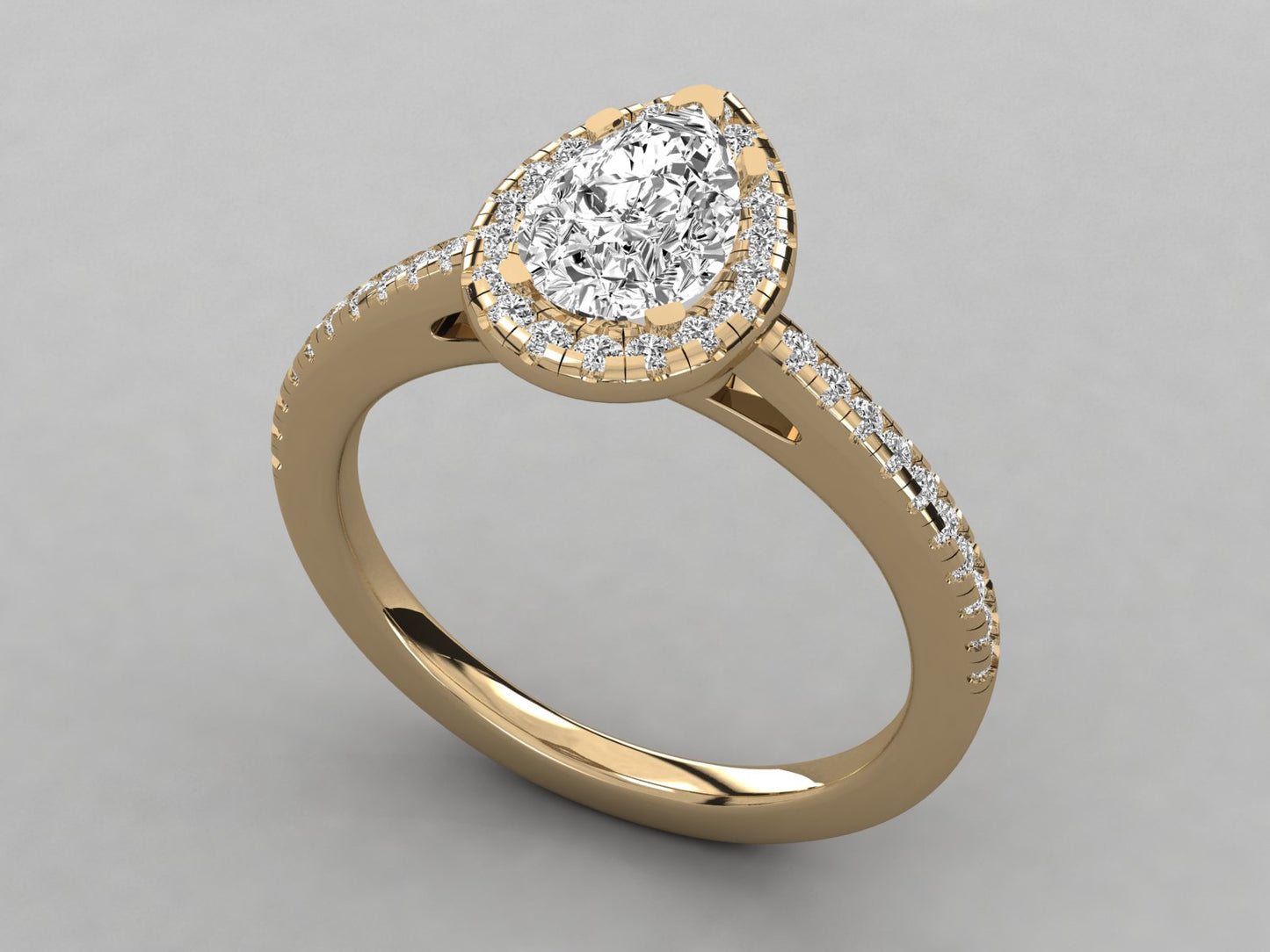 Pear Halo Accented Engagement Diamond Ring