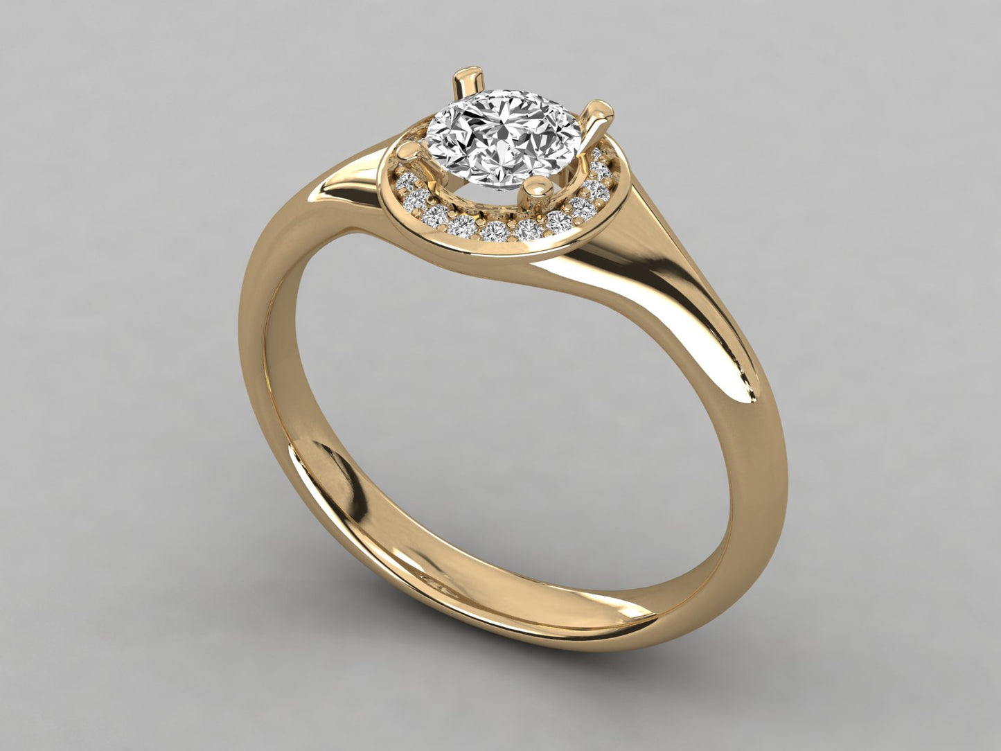 Round Halo Signet Diamond Ring