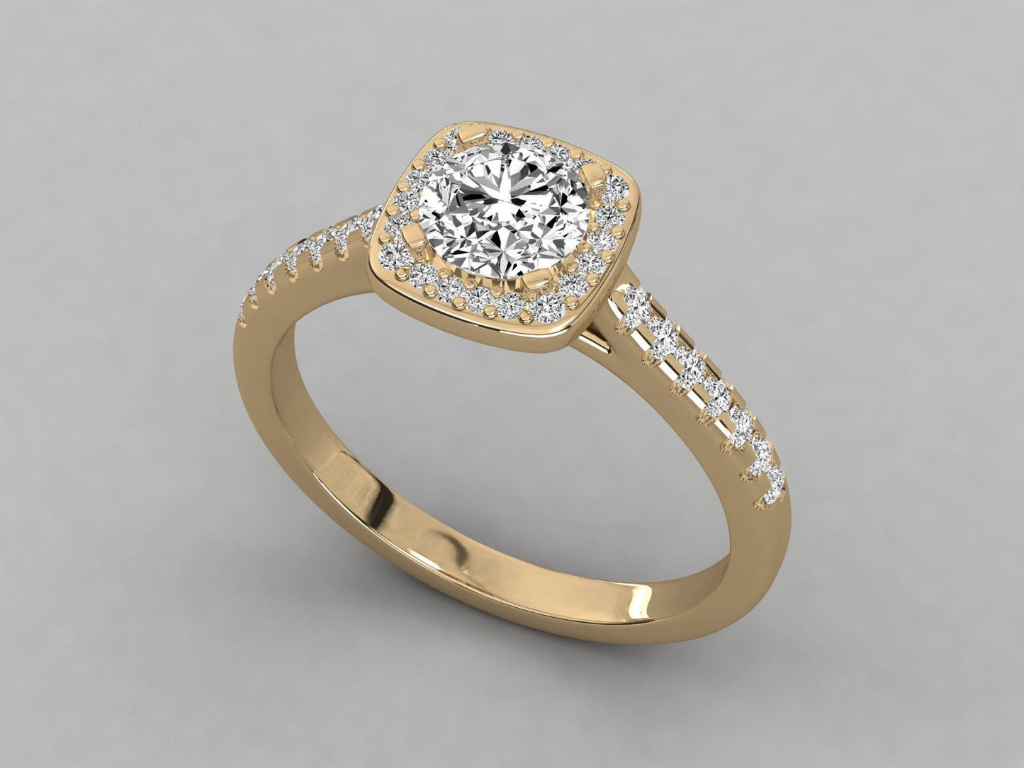 Round Halo Accented Engagement Diamond Ring