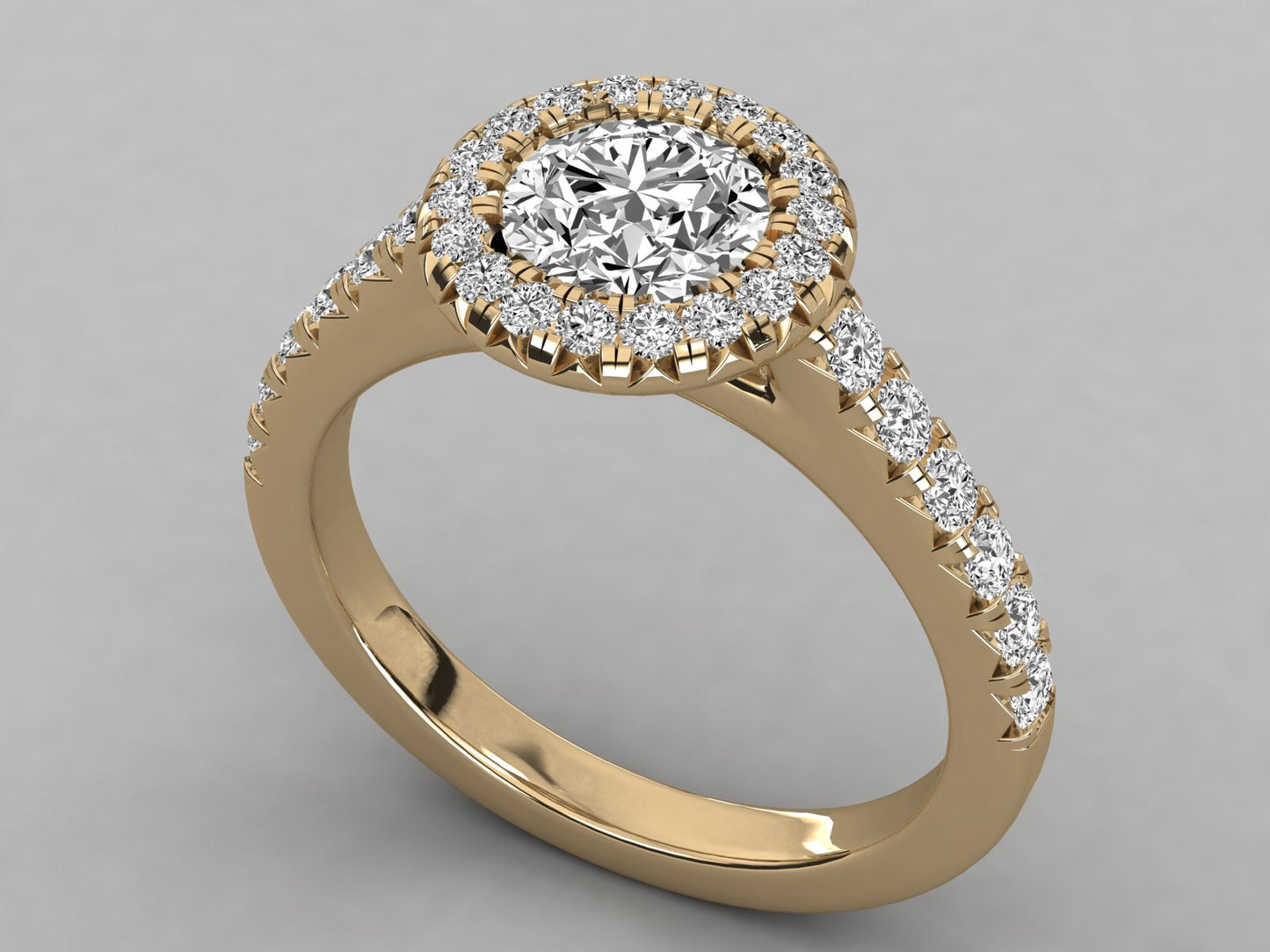 Round Halo Accented Engagement Diamond Ring
