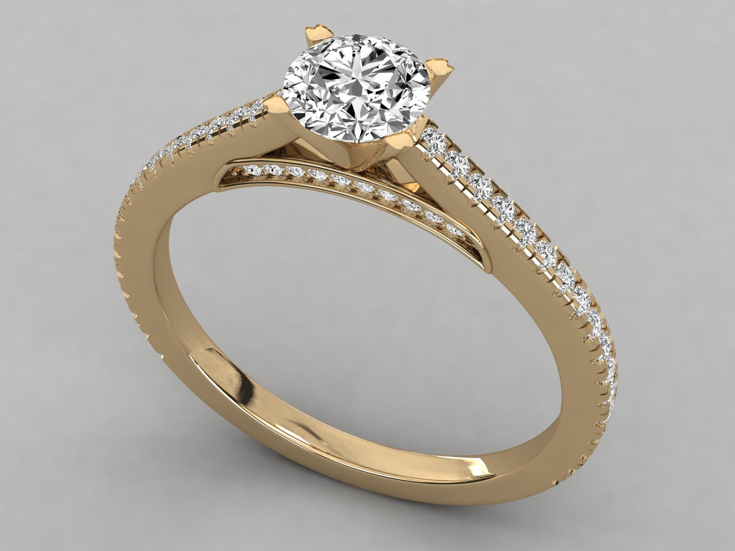 Round Accented Engagement Diamond Ring