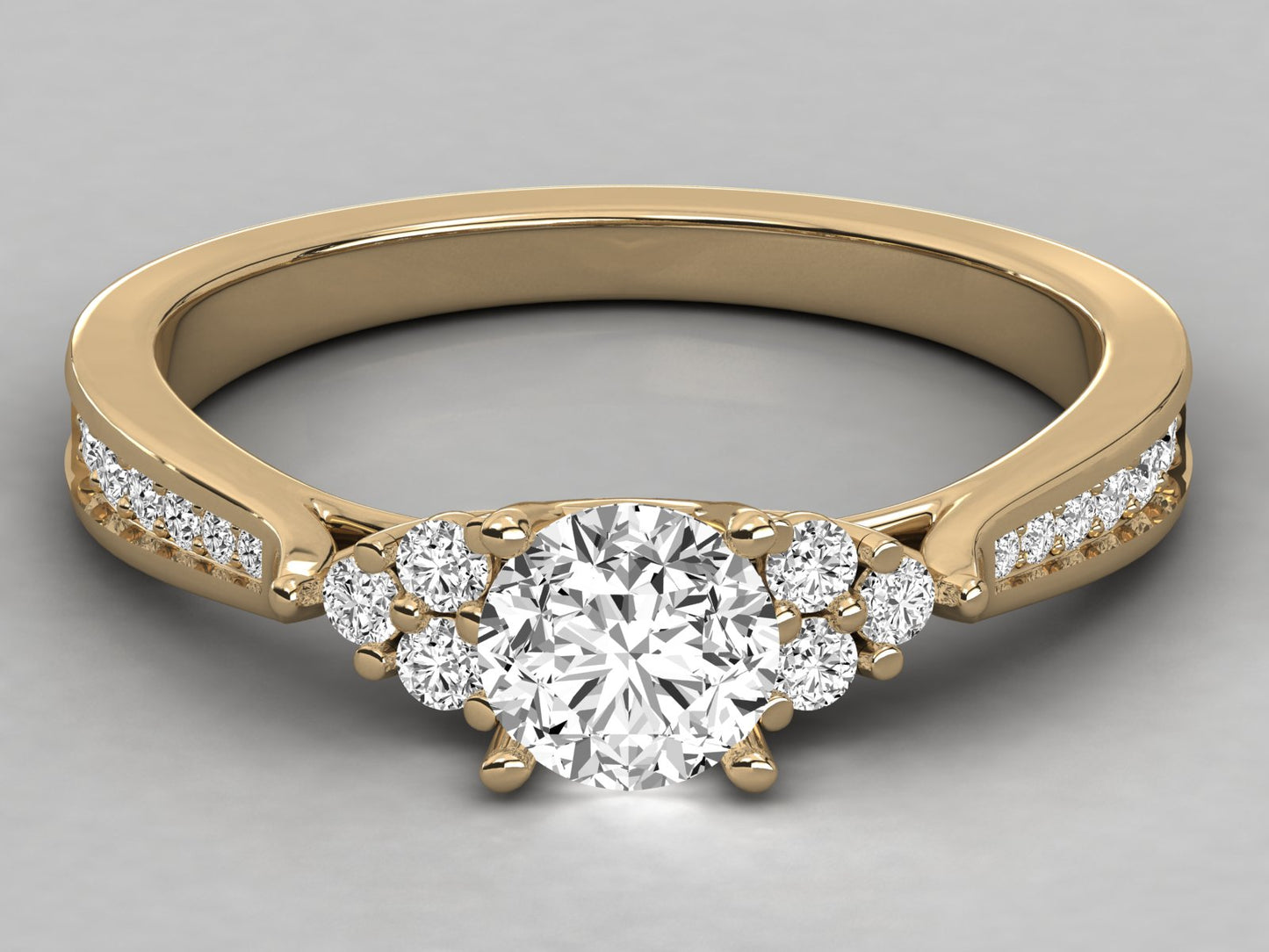 Round Accented Engagement Diamond Ring