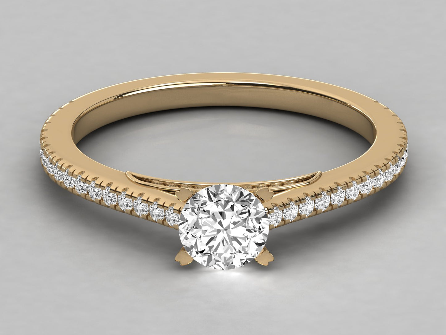 Round Accented Engagement Diamond Ring