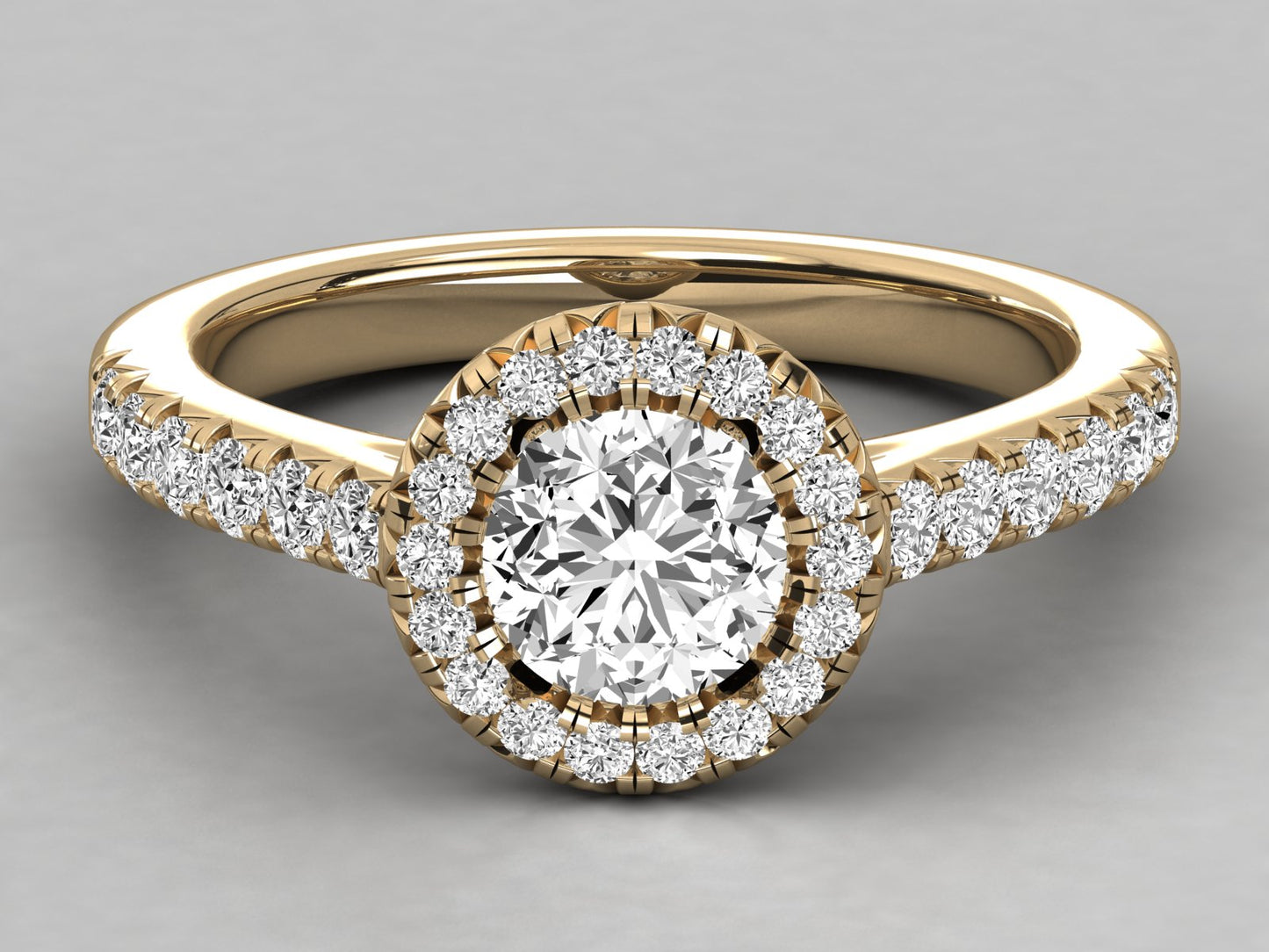 Round Halo Accented Engagement Diamond Ring