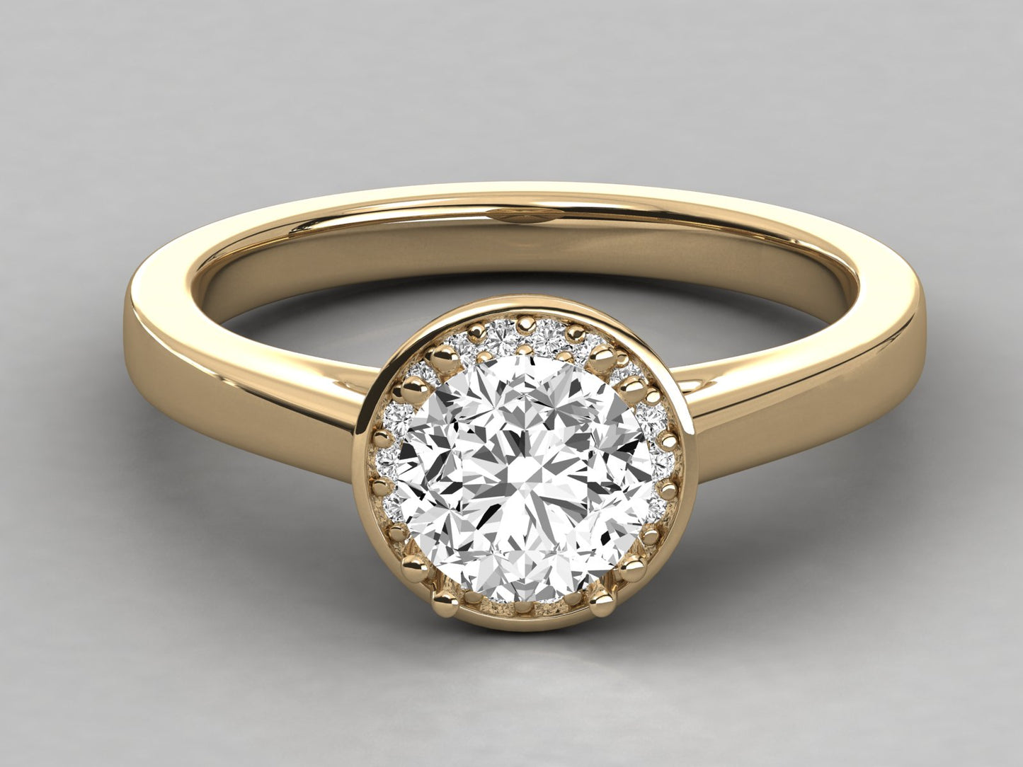 Round Halo Engagement Diamond Ring